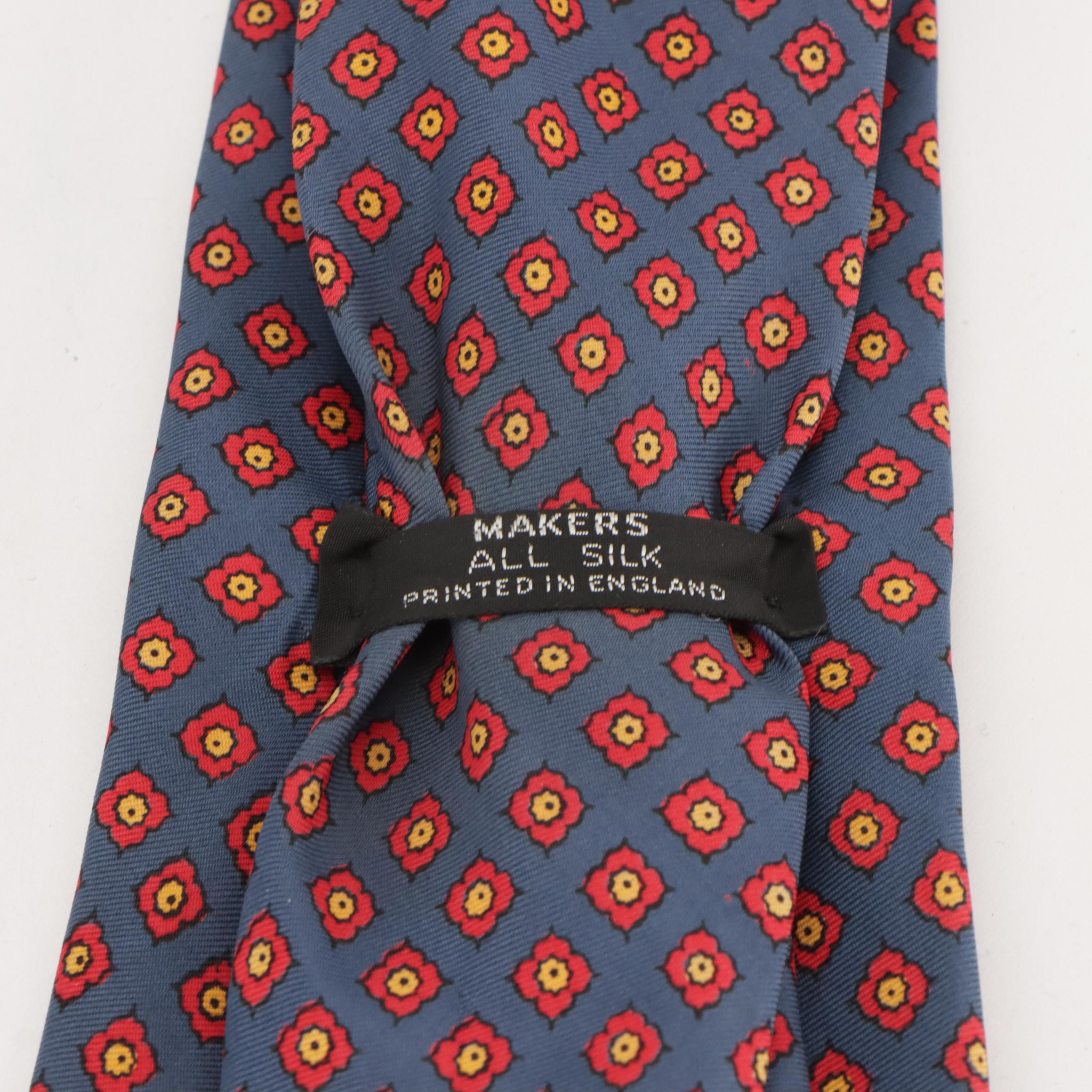 Vintage Patterned Silk and Wool Neckties Featuring Brooks Brothers