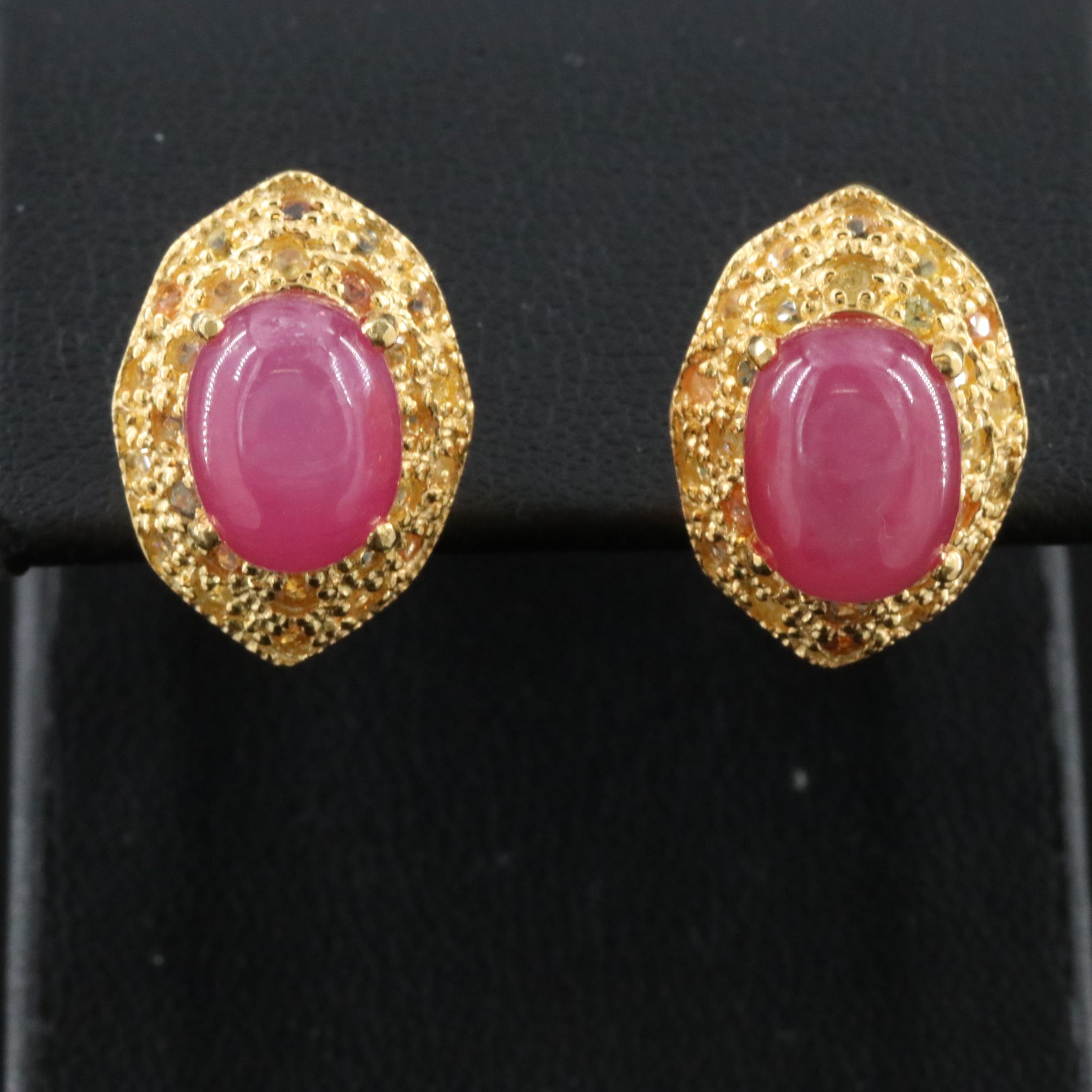 Sterling Filled Corundum and Sapphire Earrings