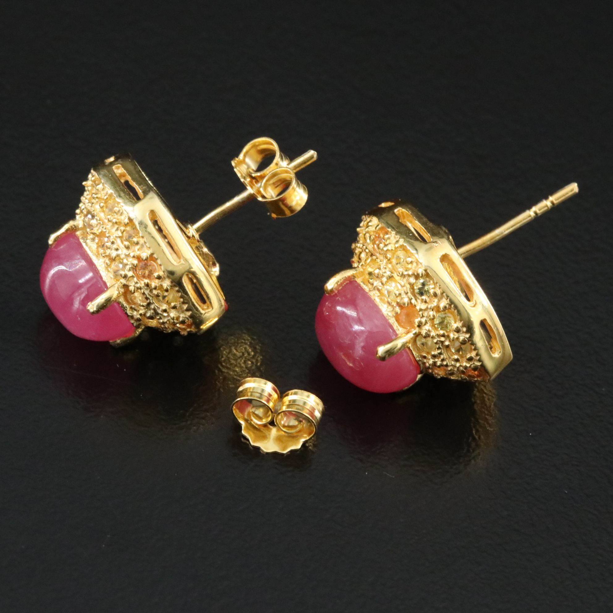 Sterling Filled Corundum and Sapphire Earrings