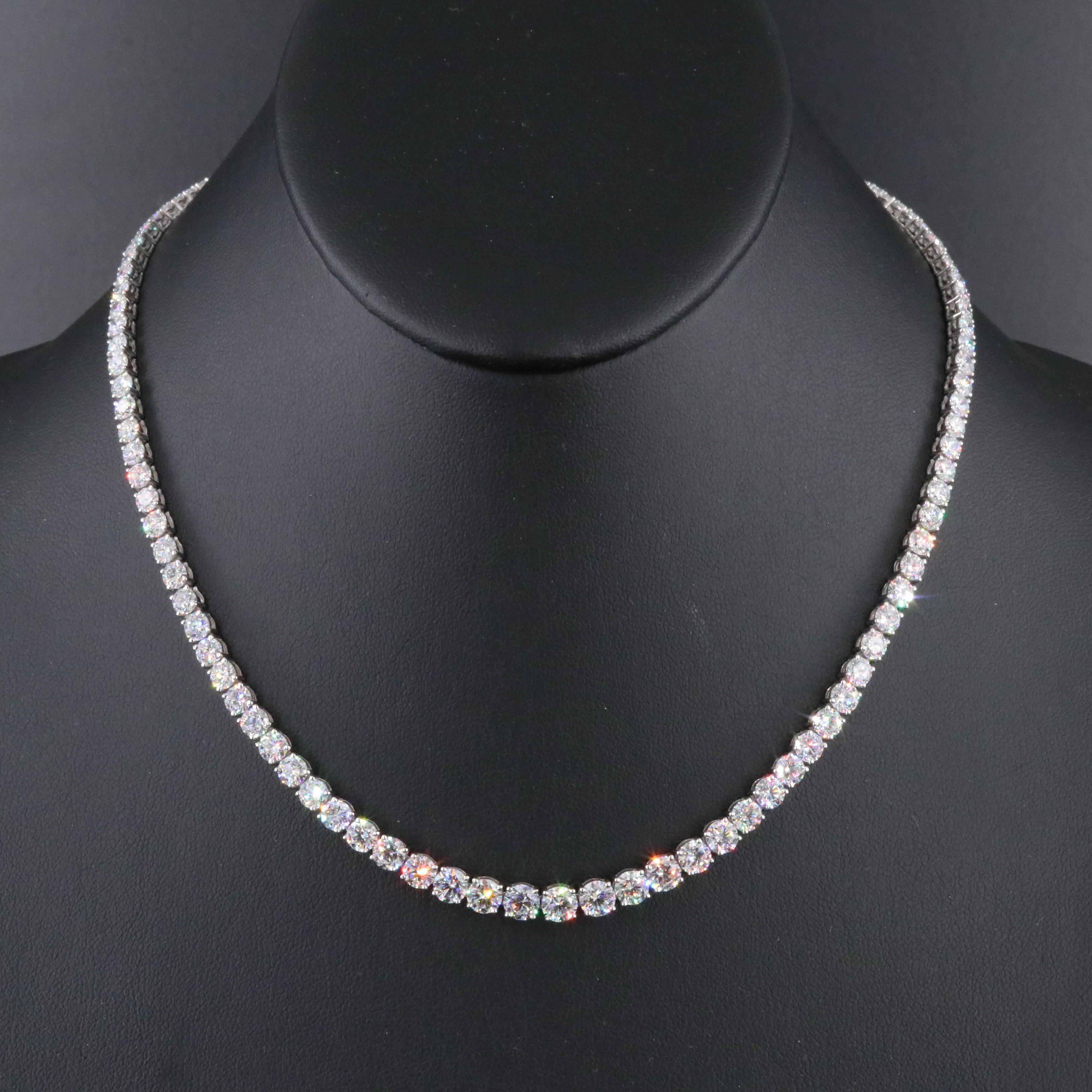 Platinum 20.24 CTW Lab Grown Diamond Riviera Necklace