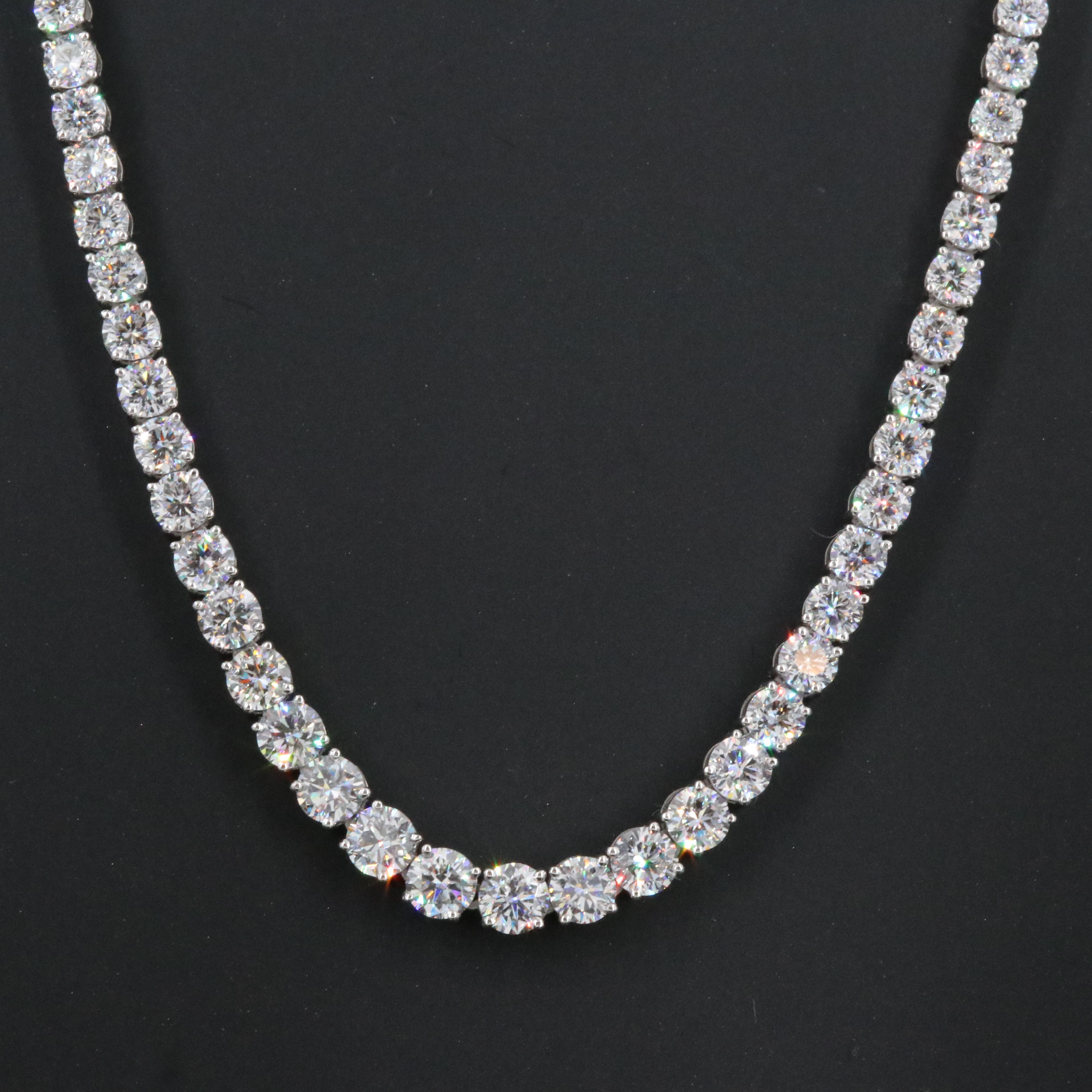 Platinum 20.24 CTW Lab Grown Diamond Riviera Necklace