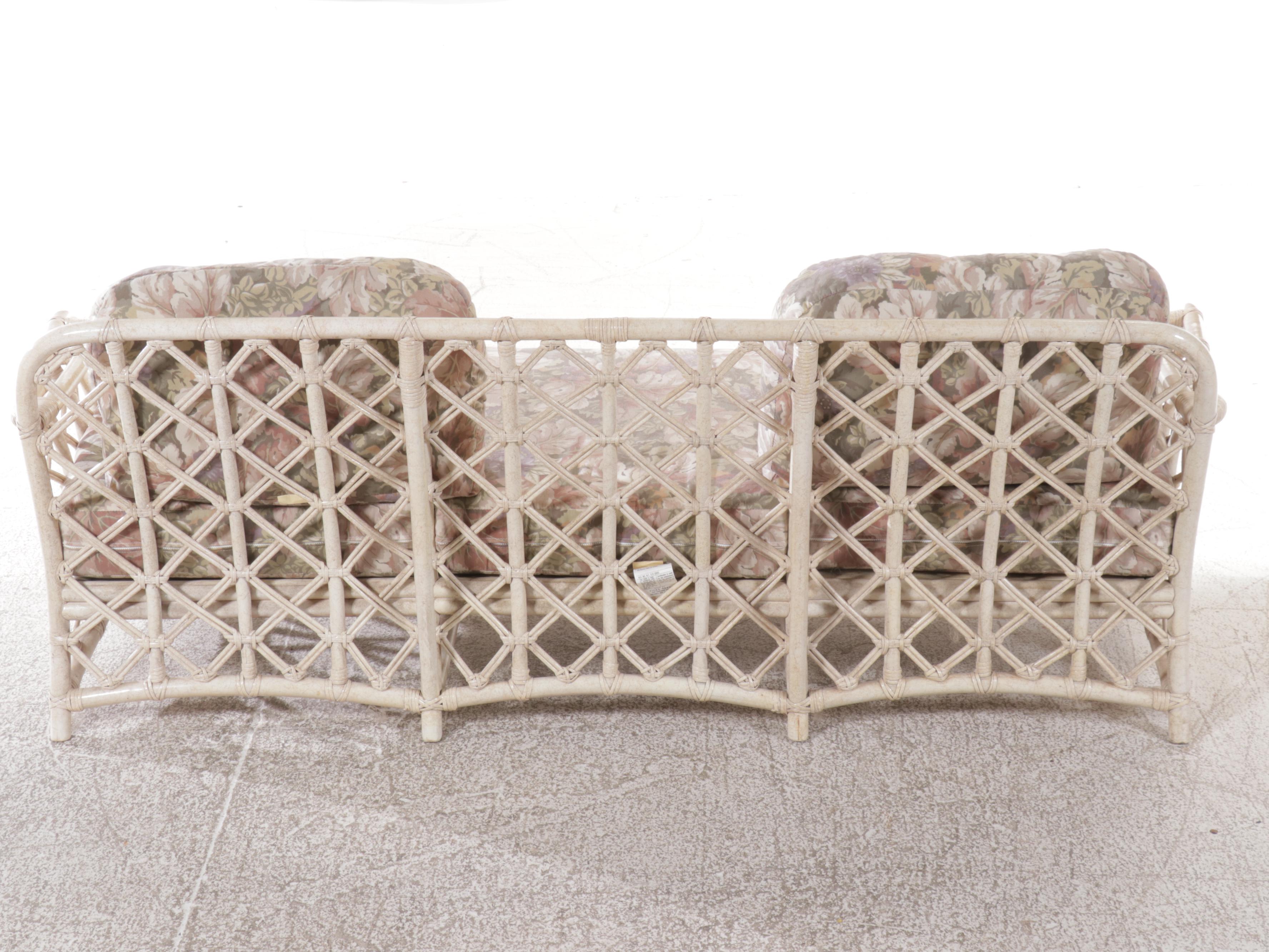 Ficks Reed White-Painted Rattan Three-Piece Patio Lounge Set