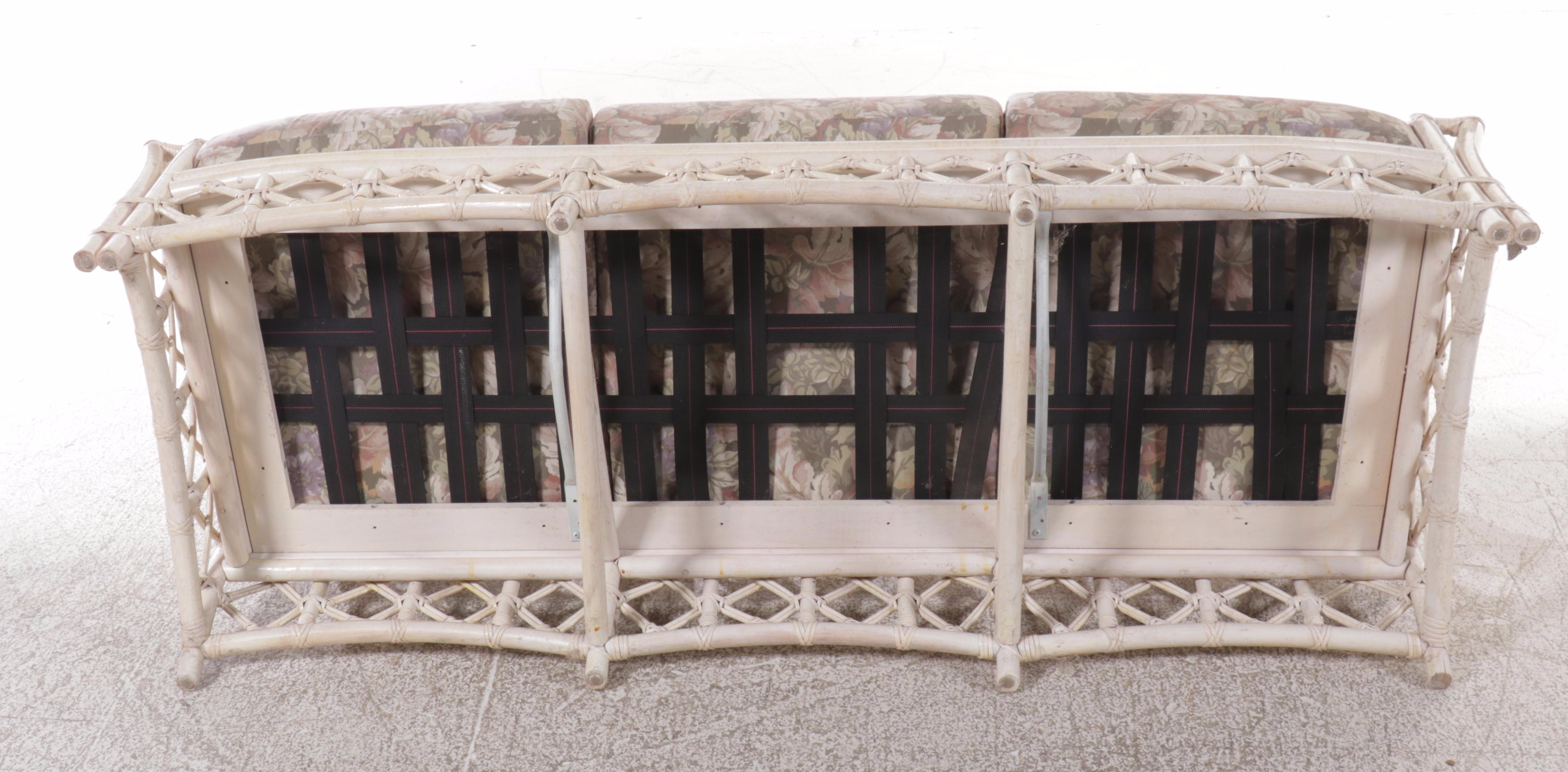 Ficks Reed White-Painted Rattan Three-Piece Patio Lounge Set