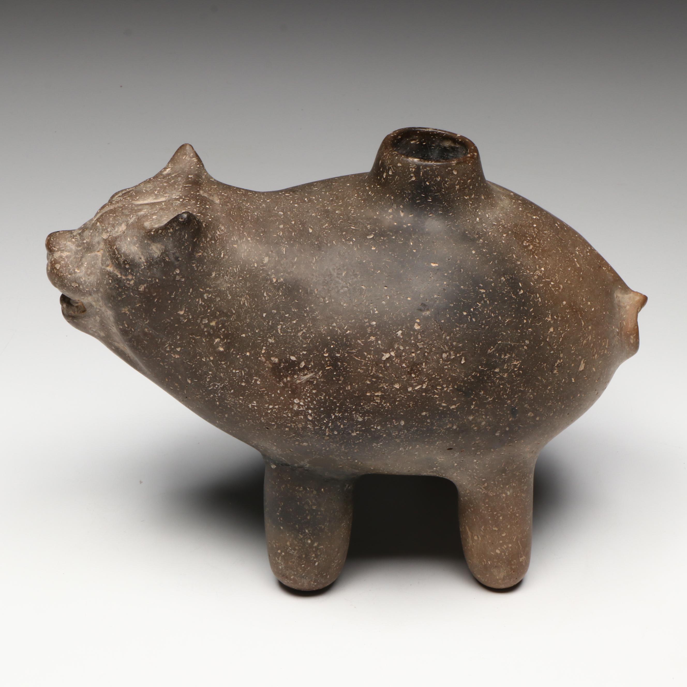 Pre-Columbian Cat Form Vessel