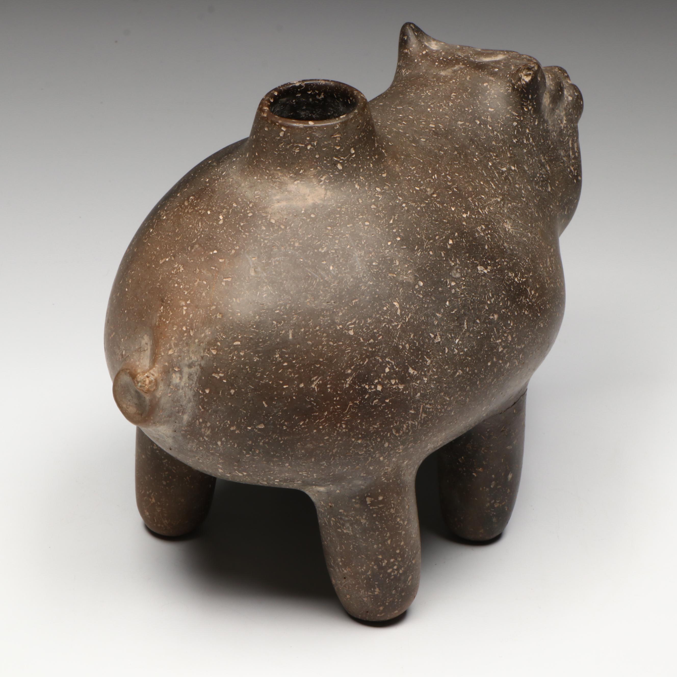 Pre-Columbian Cat Form Vessel