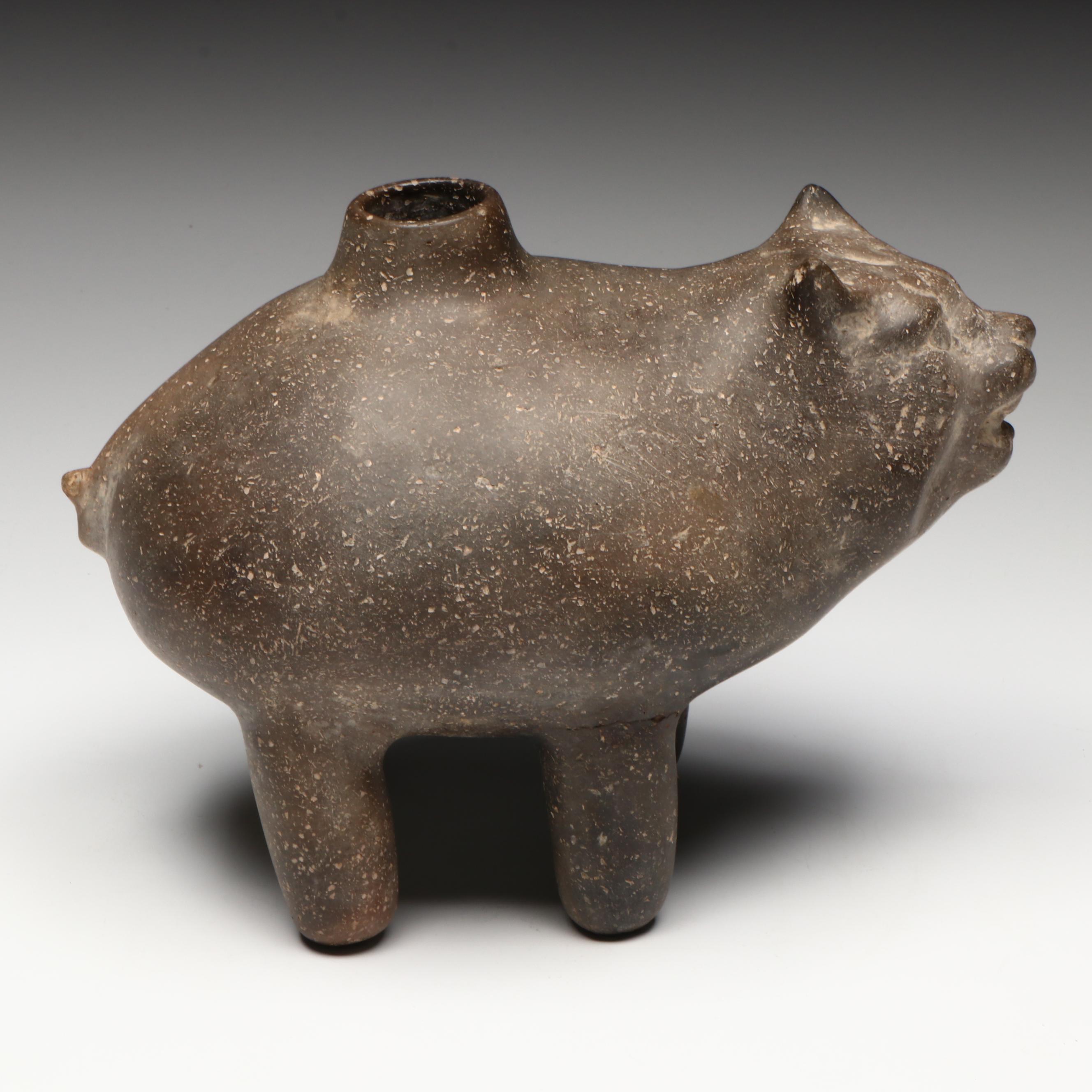 Pre-Columbian Cat Form Vessel