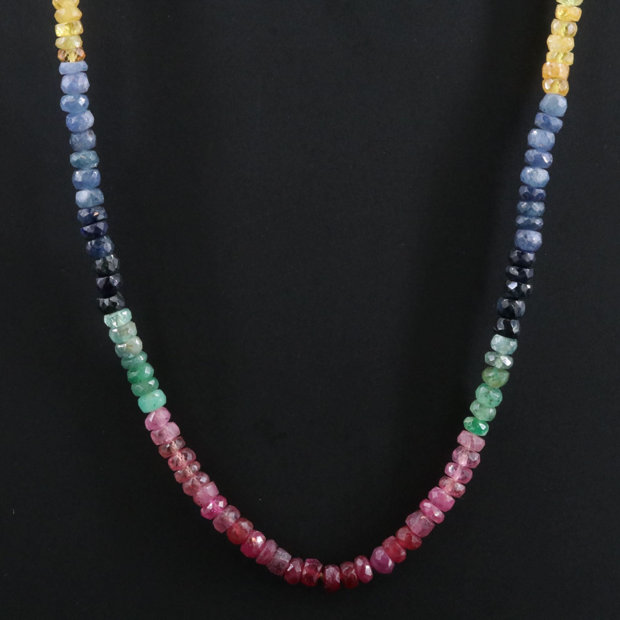 Sapphire, Ruby and Emerald Necklace with Sterling Clasp