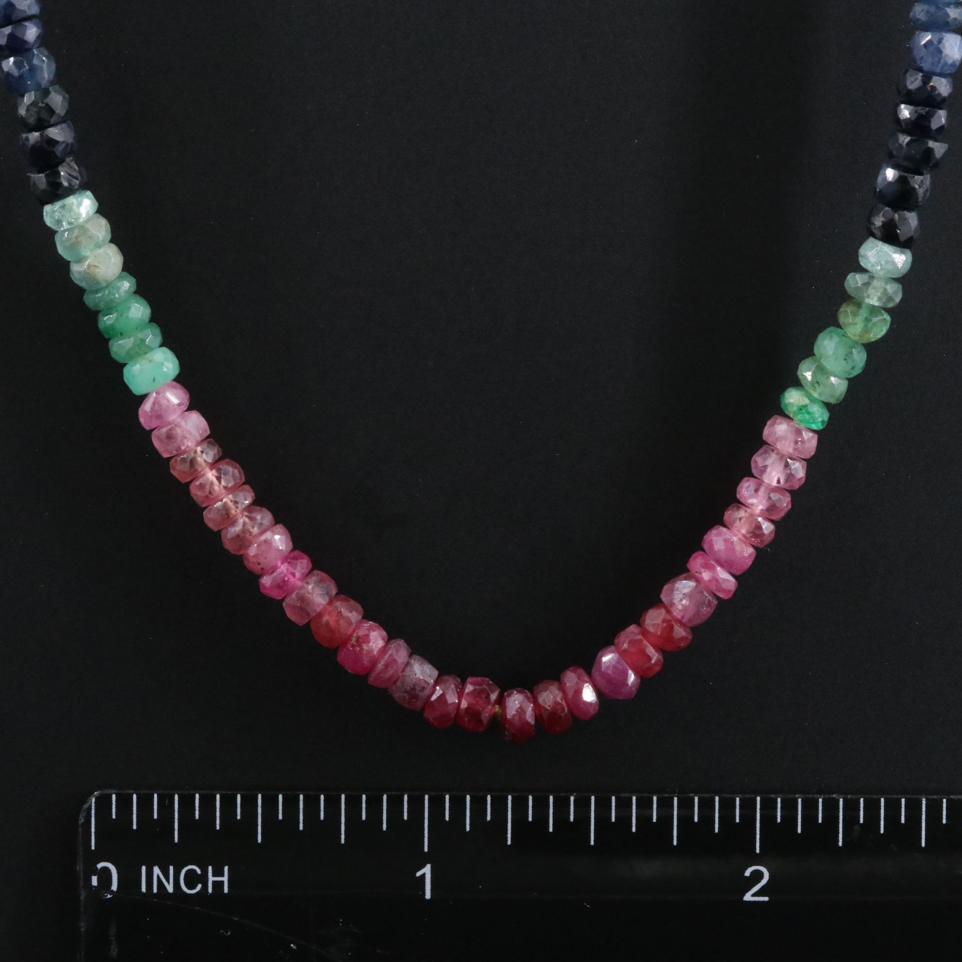 Sapphire, Ruby and Emerald Necklace with Sterling Clasp