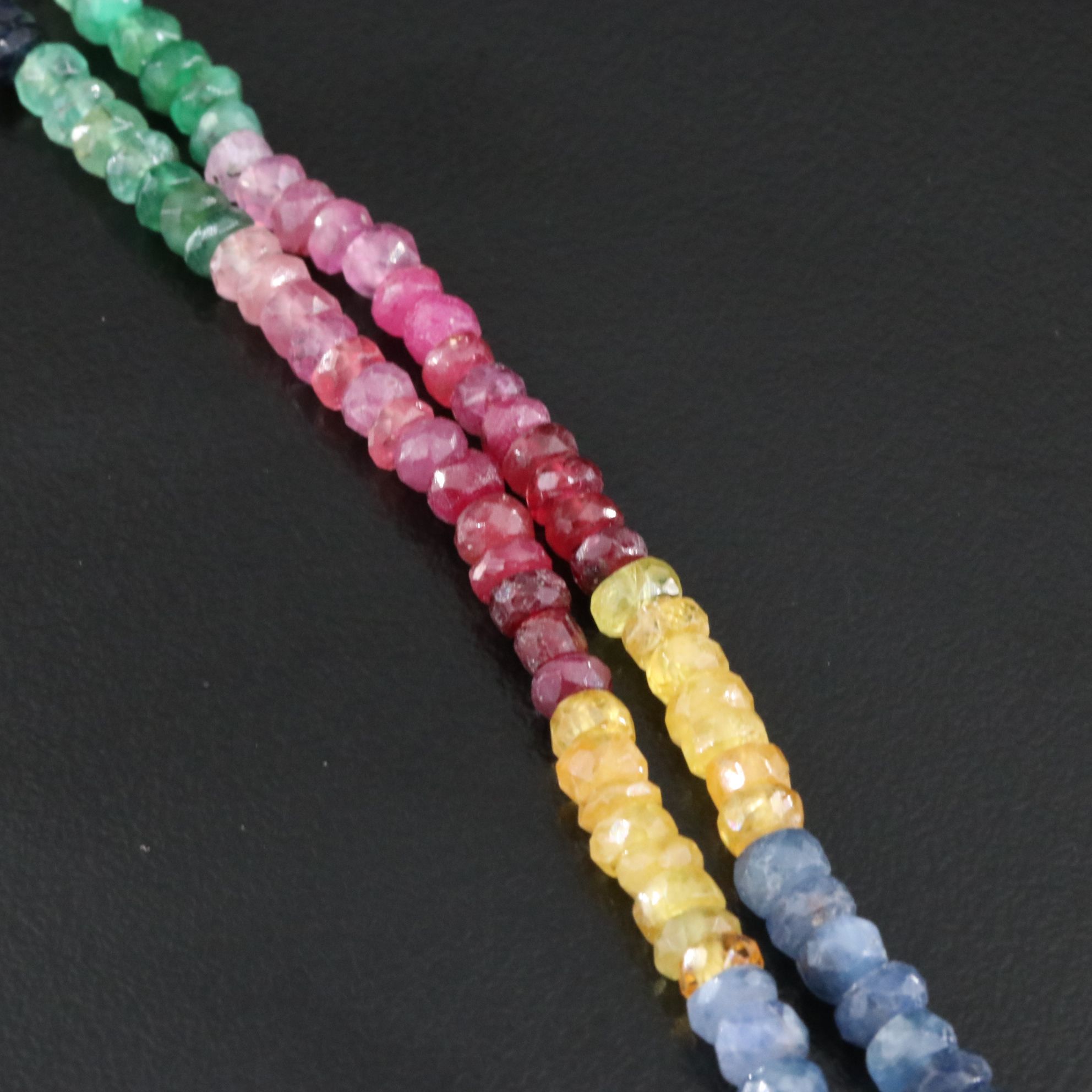 Sapphire, Ruby and Emerald Necklace with Sterling Clasp