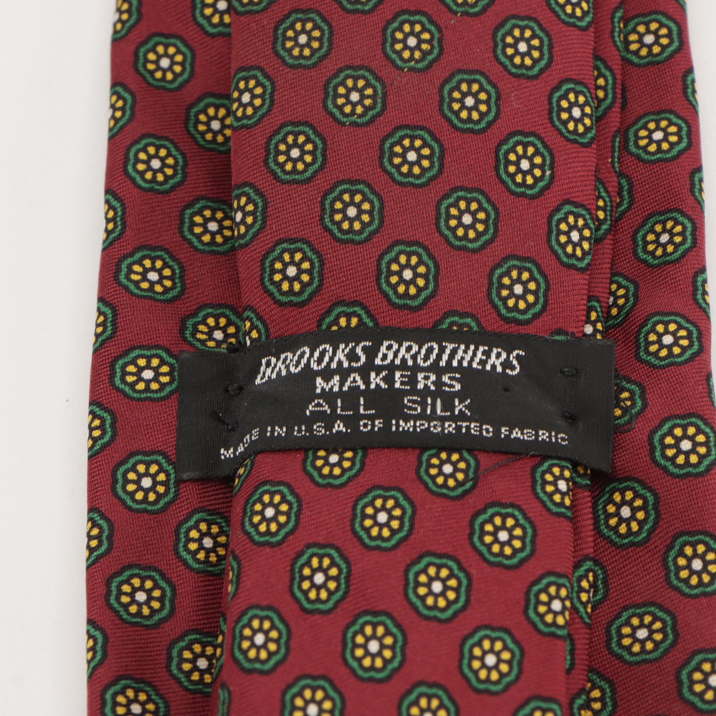 Vintage Patterned Silk and Wool Neckties Featuring Brooks Brothers