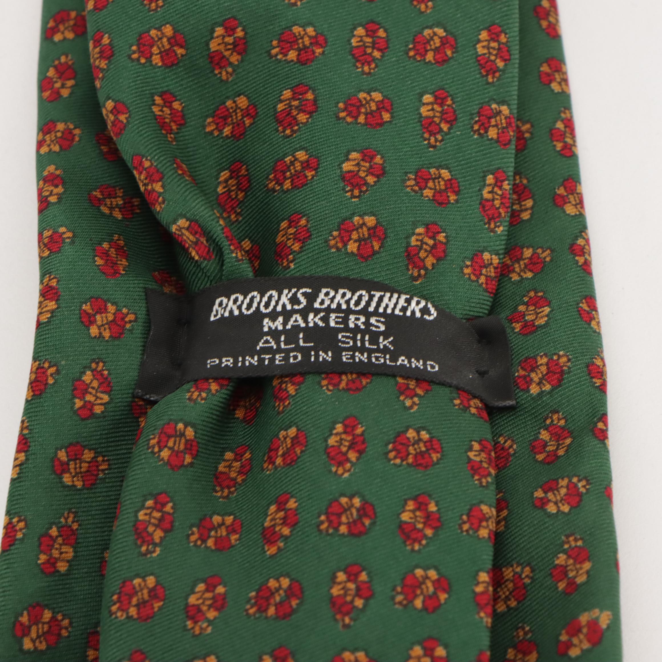 Vintage Patterned Silk and Wool Neckties Featuring Brooks Brothers