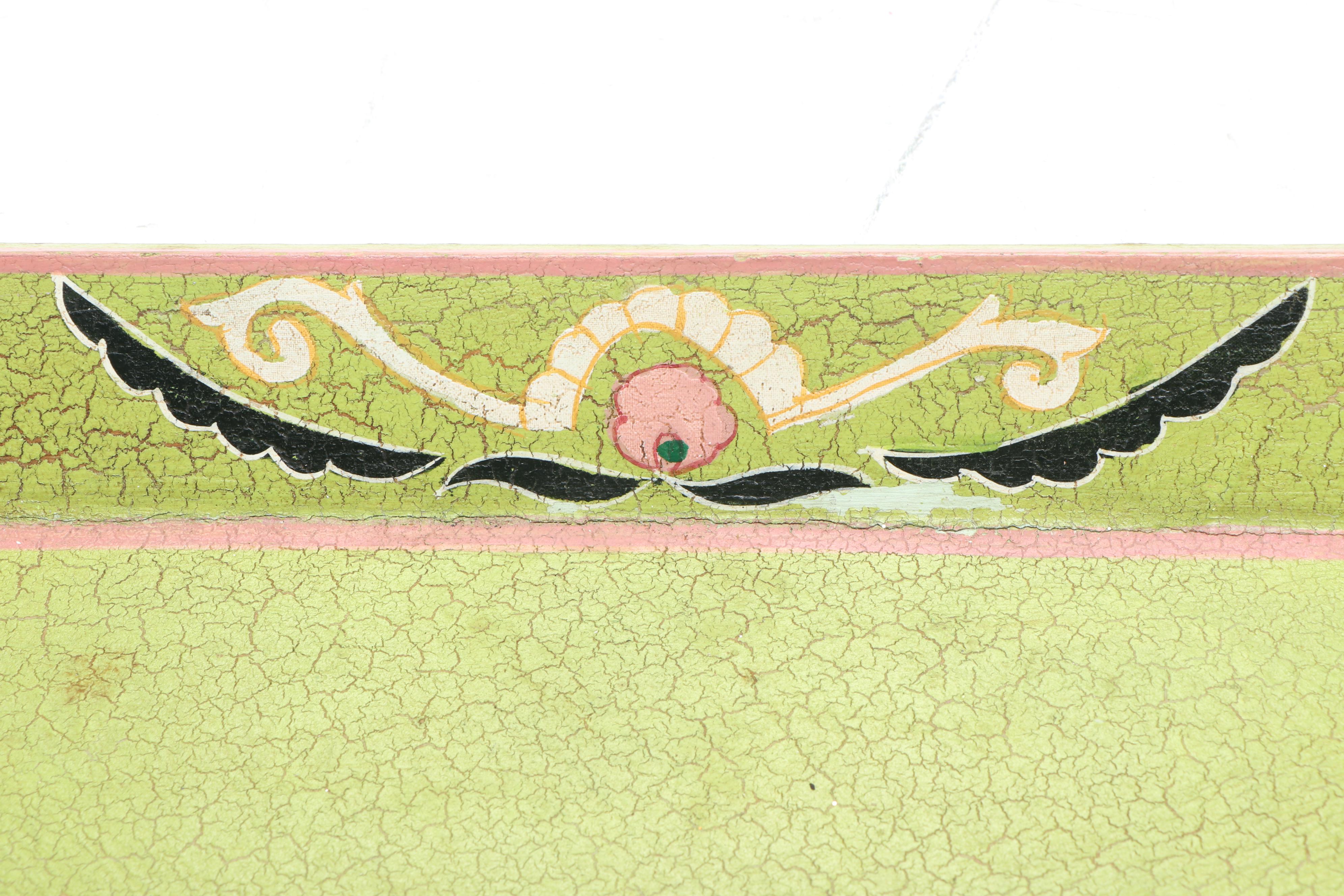 Haskelite Mfg. Corp. Japanism Print Covered Wood Trays with Other Handled Tray