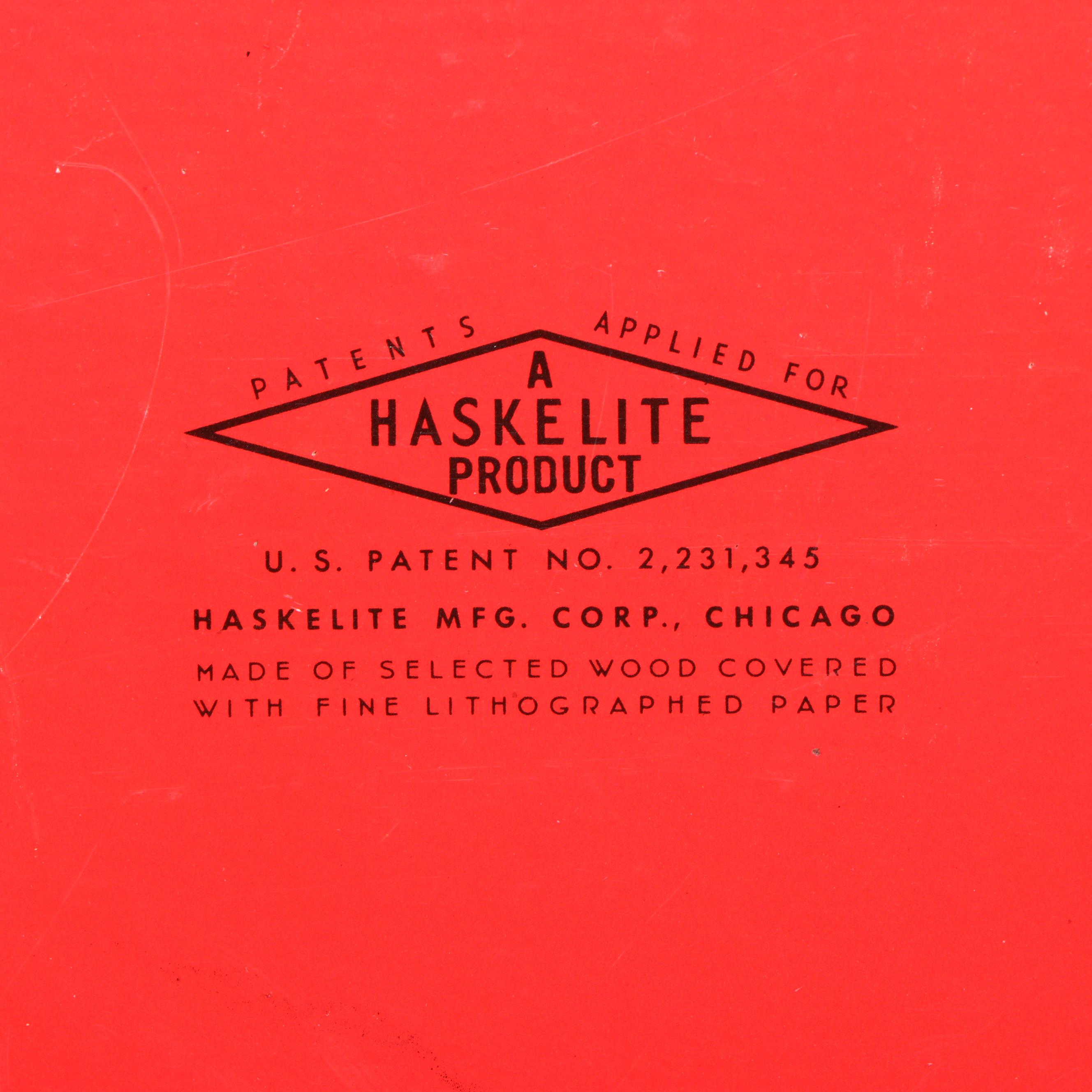 Haskelite Mfg. Corp. Japanism Print Covered Wood Trays with Other Handled Tray