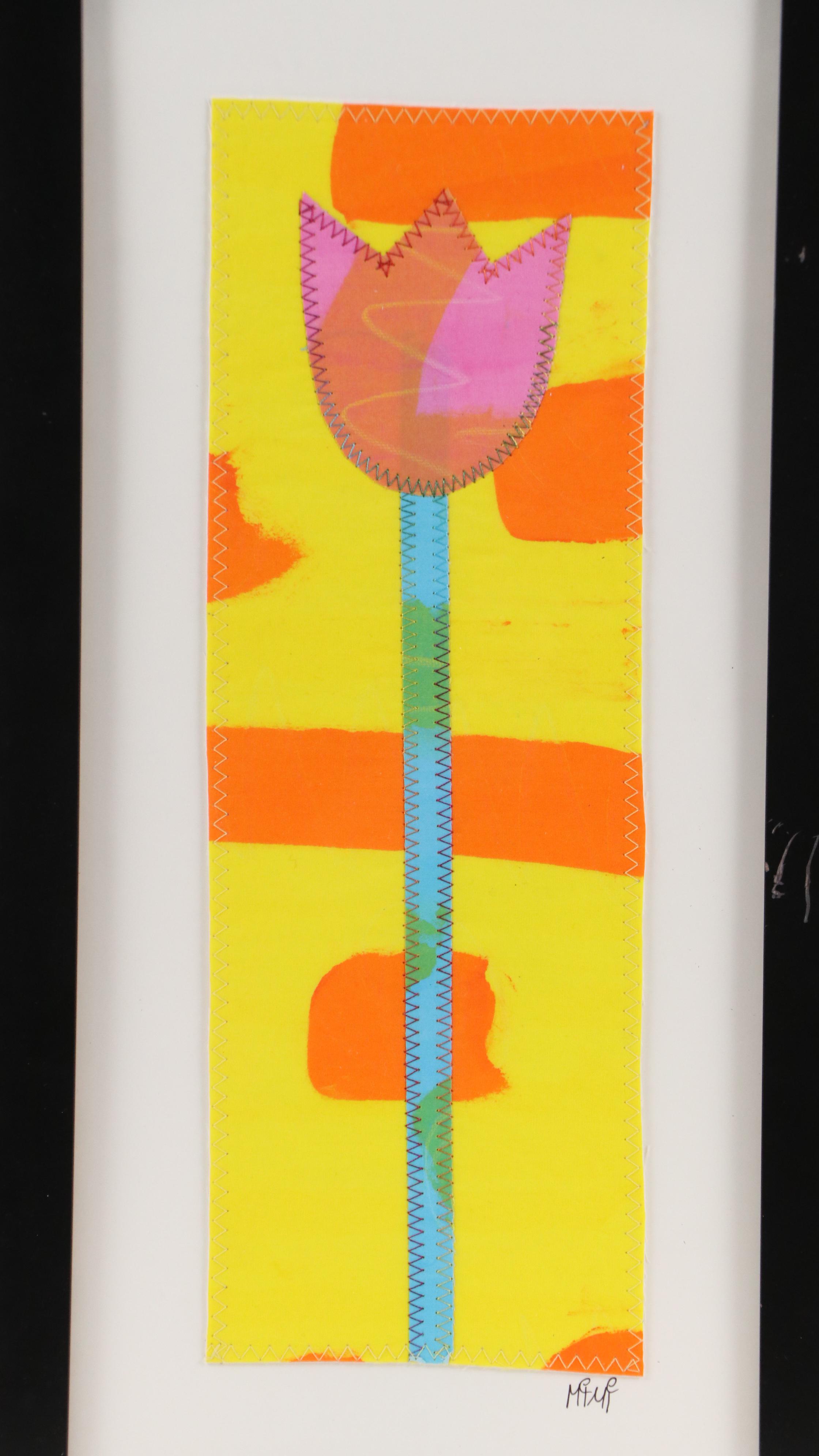 Abstract Mixed Media Assemblage of Tulip, 21st Century