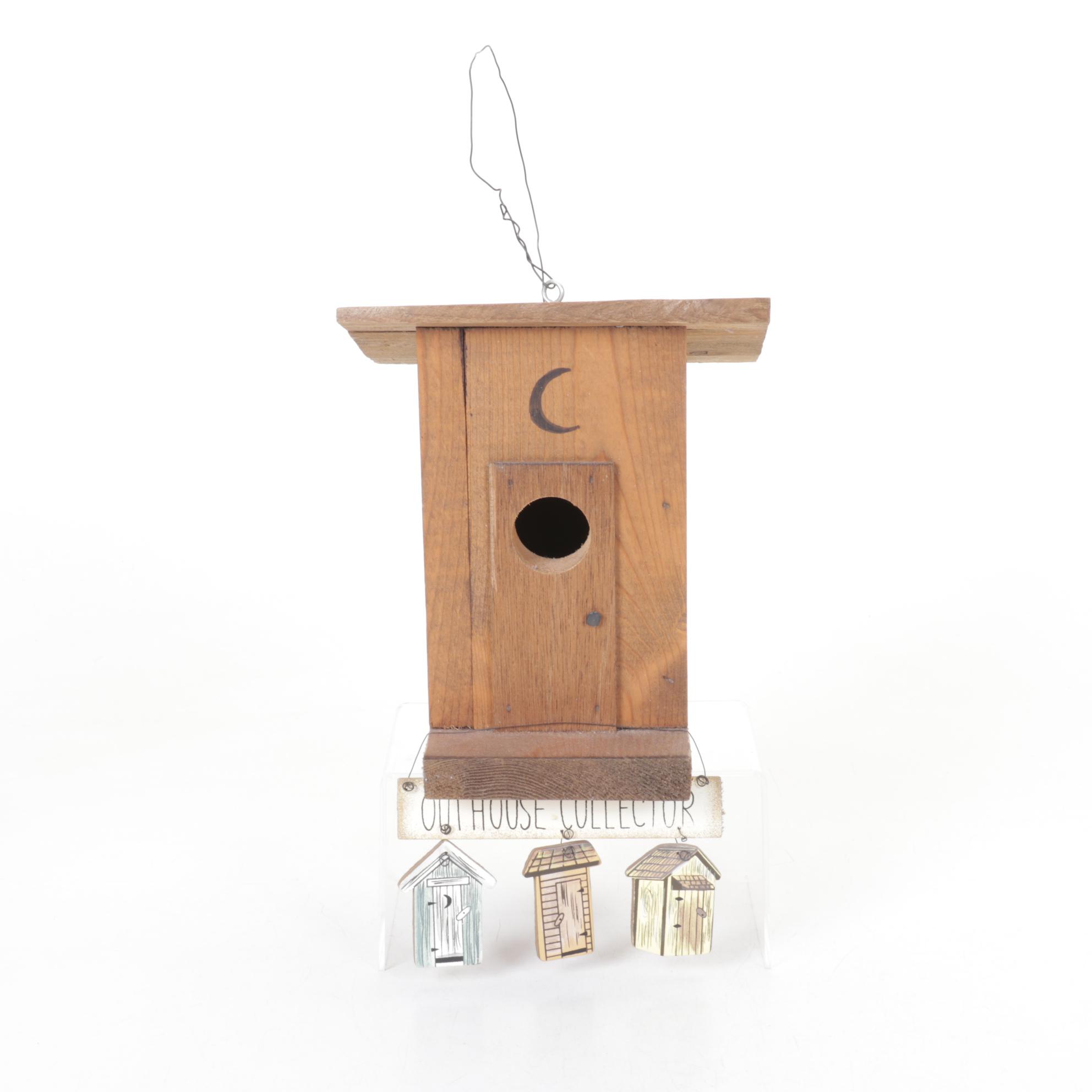 Berkeley Copper Music Box Outhouse with Other Outhouse Collectibles