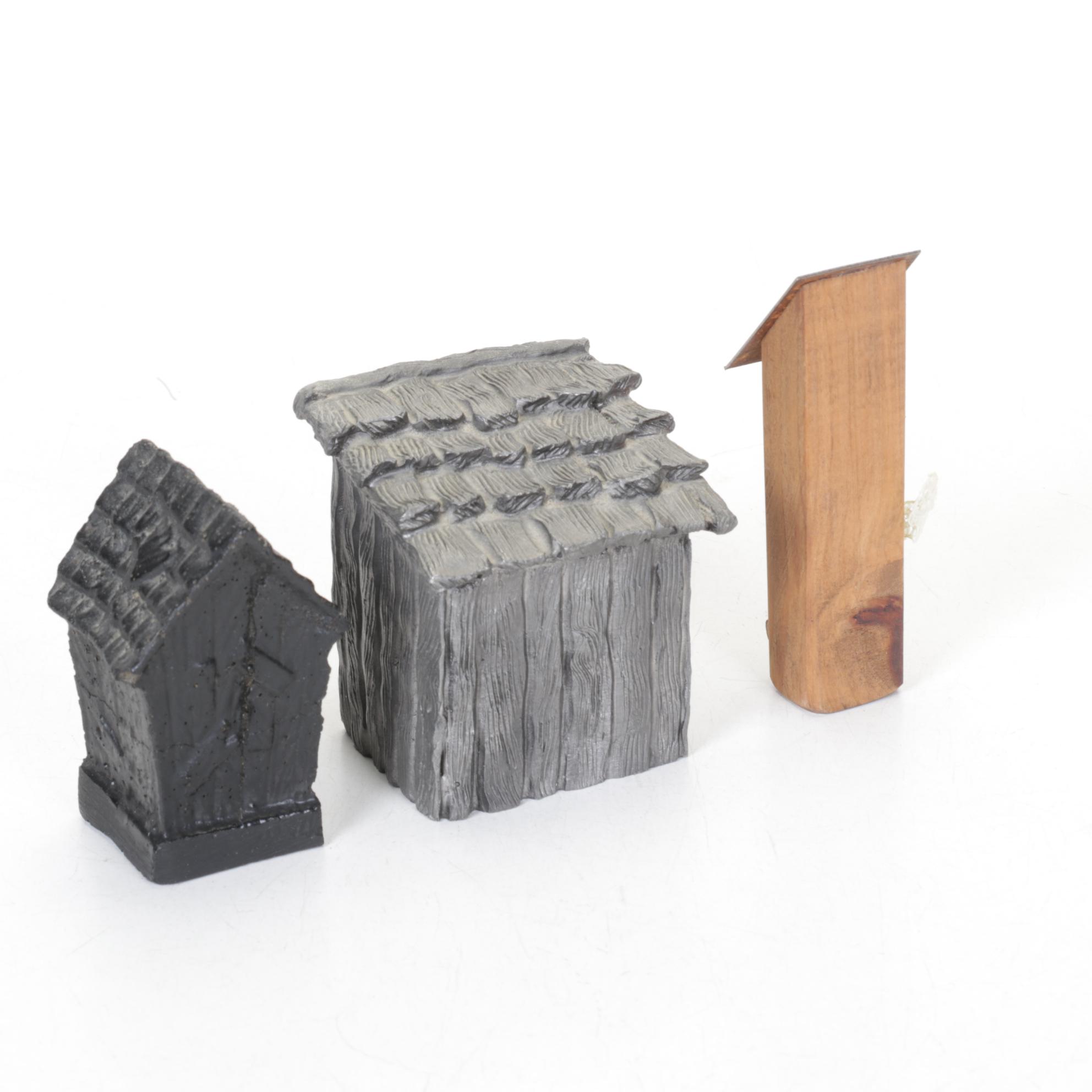 Berkeley Copper Music Box Outhouse with Other Outhouse Collectibles