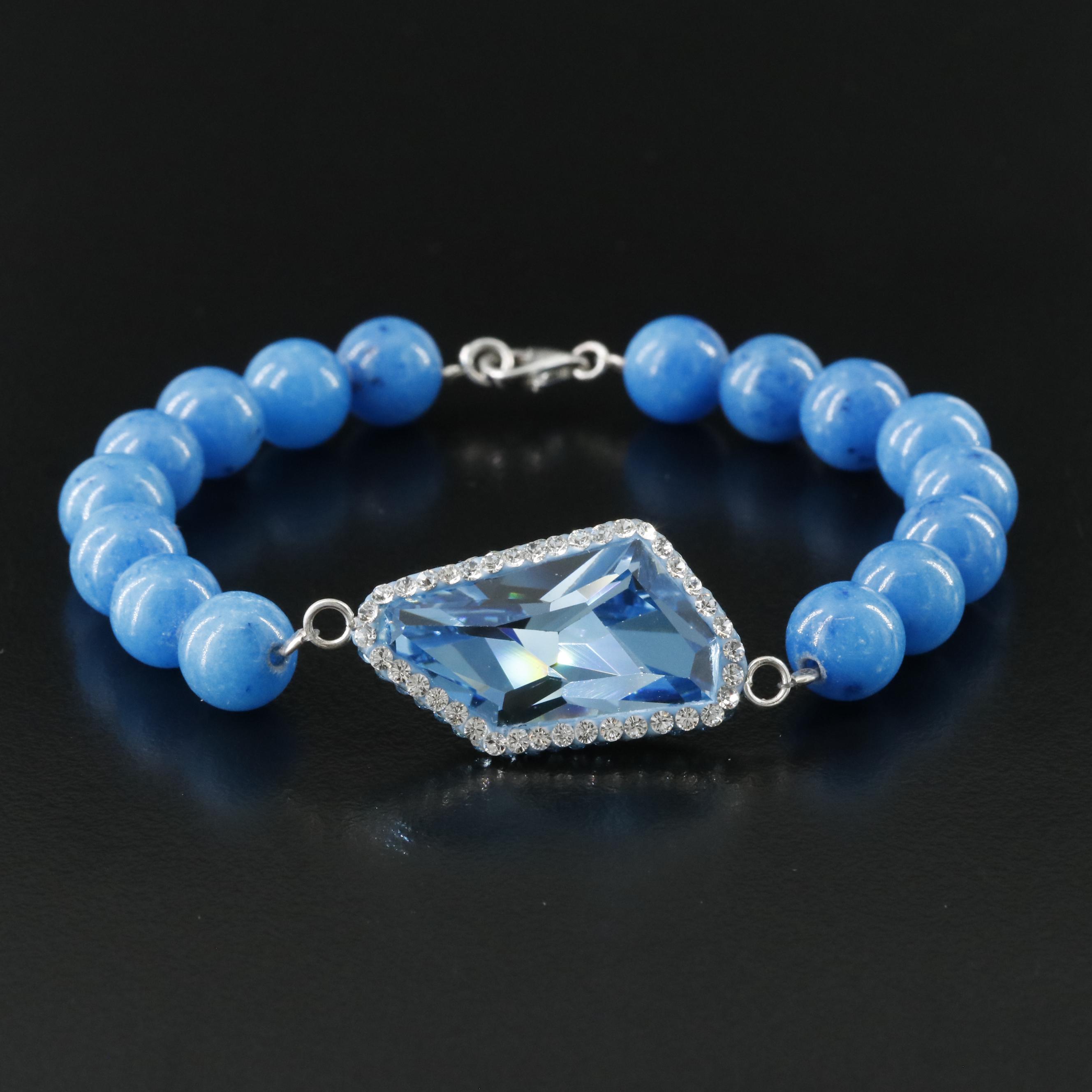 Crystal and Quartzite Bracelet with Sterling Clasp