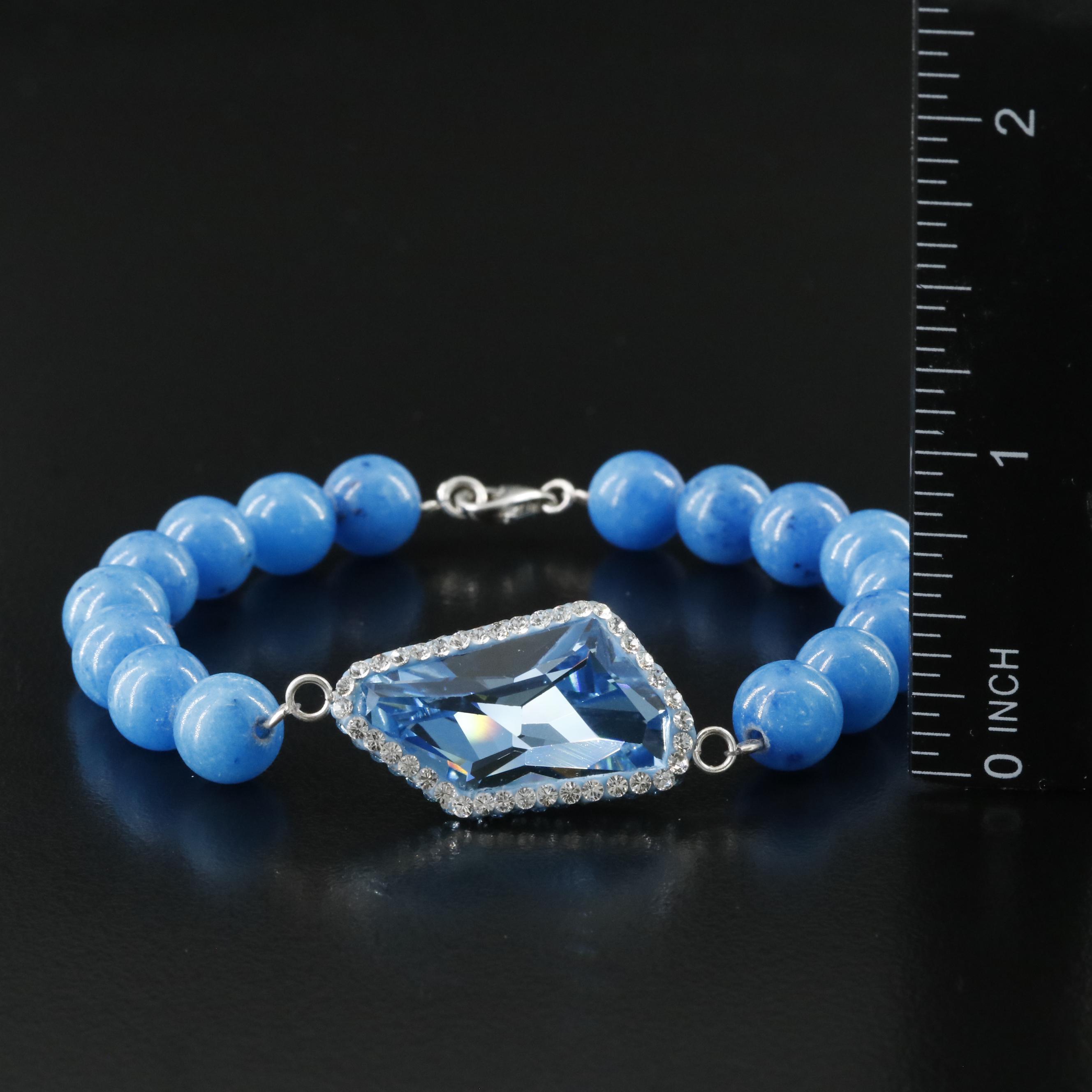 Crystal and Quartzite Bracelet with Sterling Clasp
