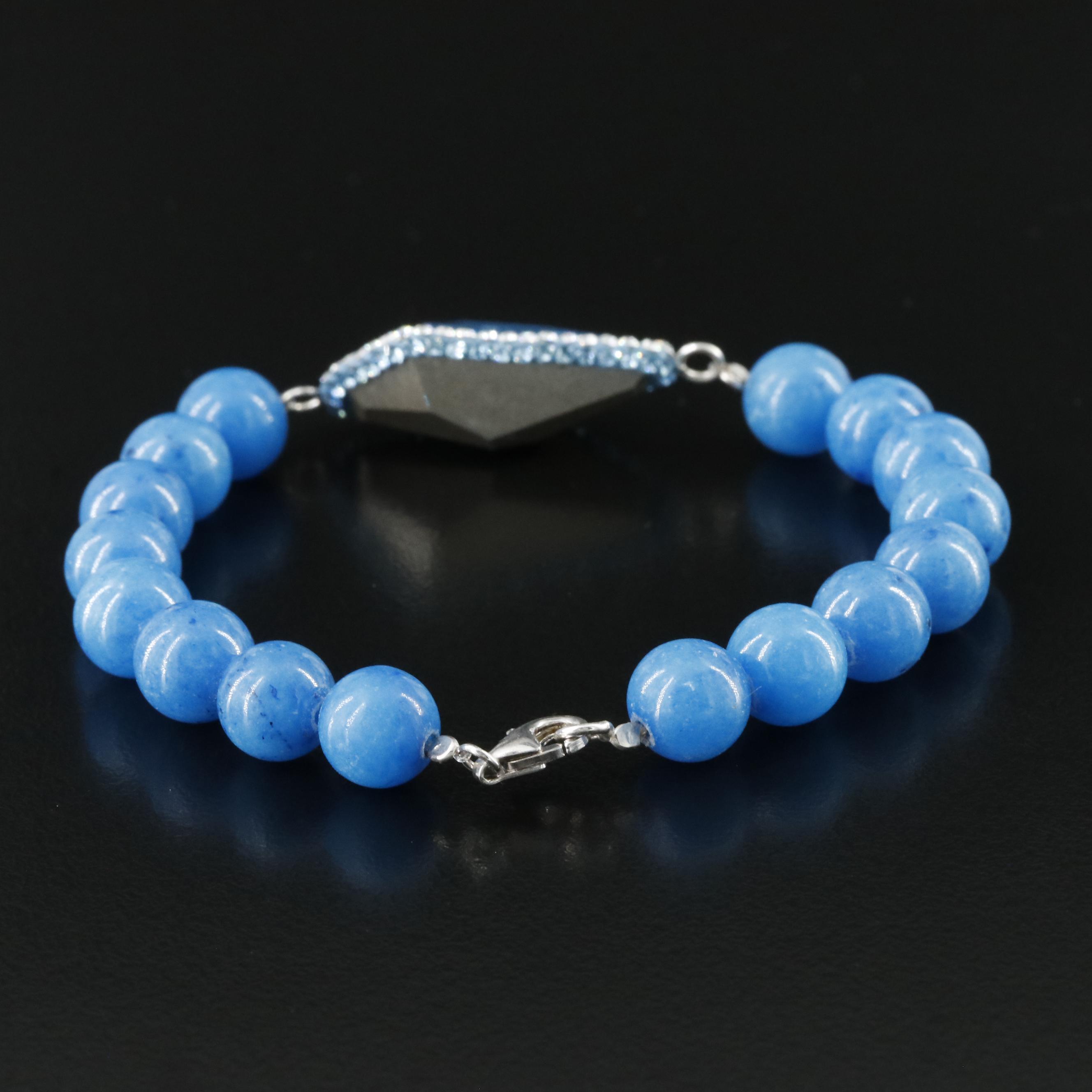 Crystal and Quartzite Bracelet with Sterling Clasp