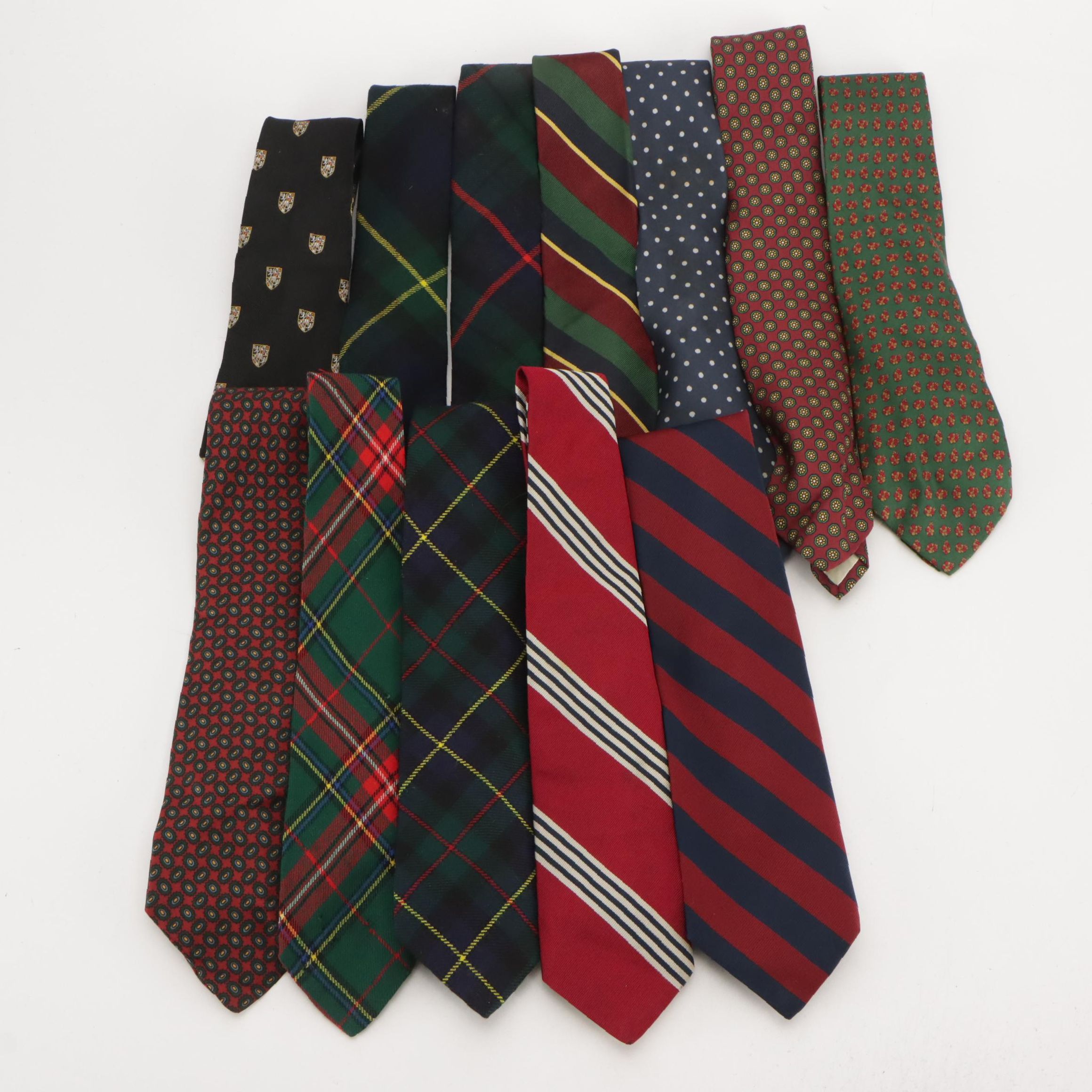 Vintage Patterned Silk and Wool Neckties Featuring Brooks Brothers