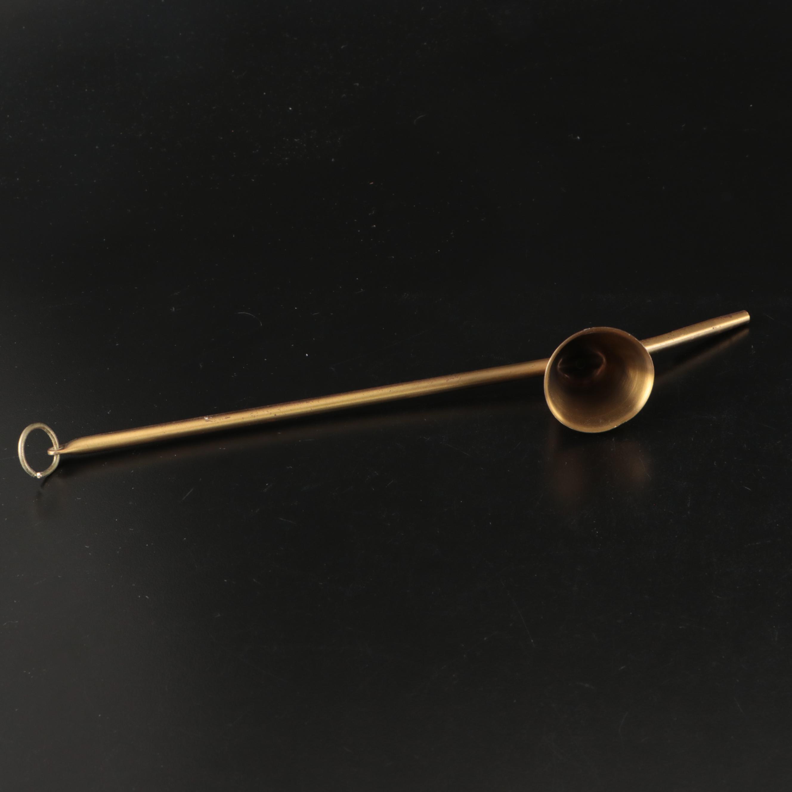 Vintage Column and Swirl Brass Candlesticks with Candle Snuffer