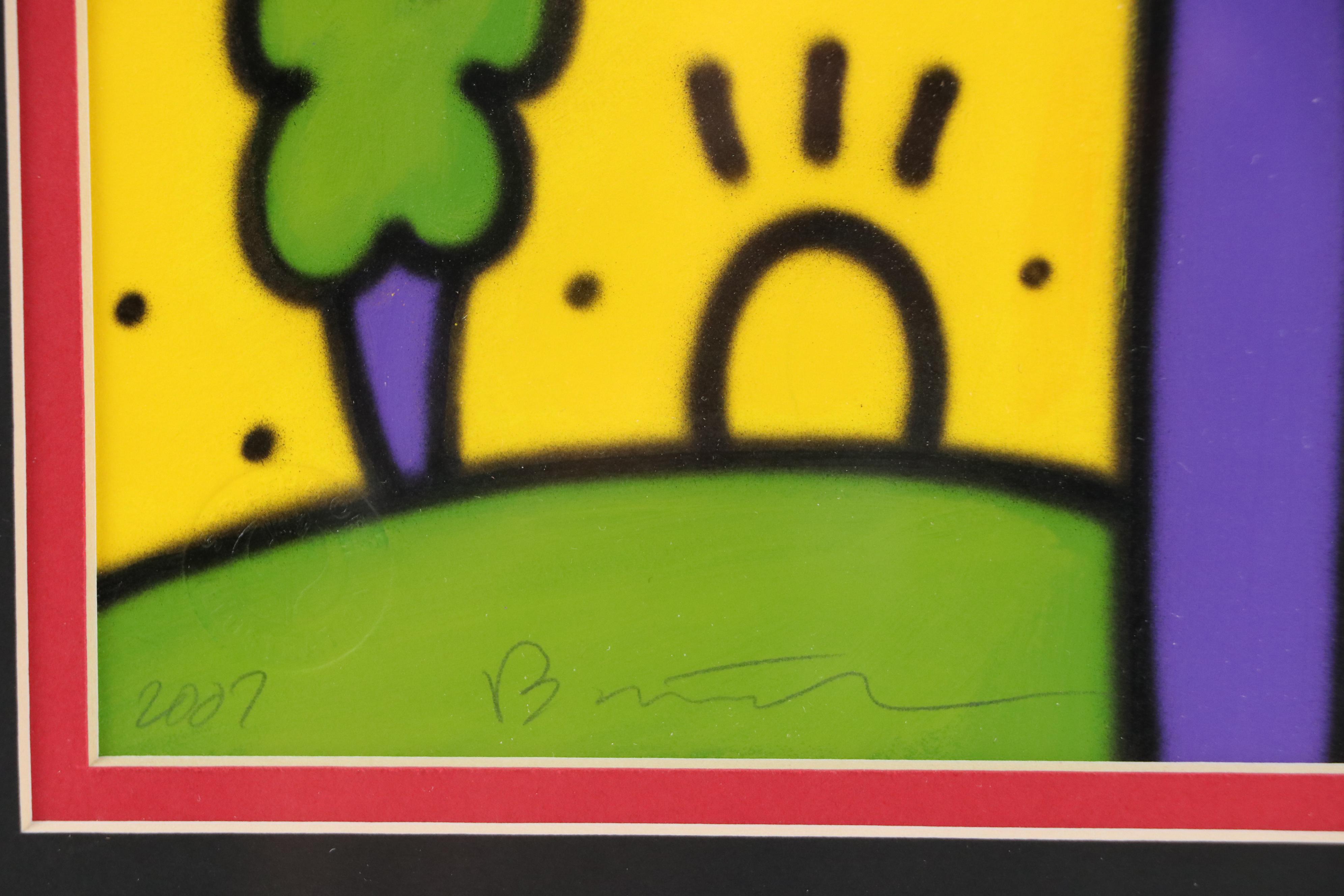 Pop Art Style Airbrush Painting with House in Sunset Landscape, 2007