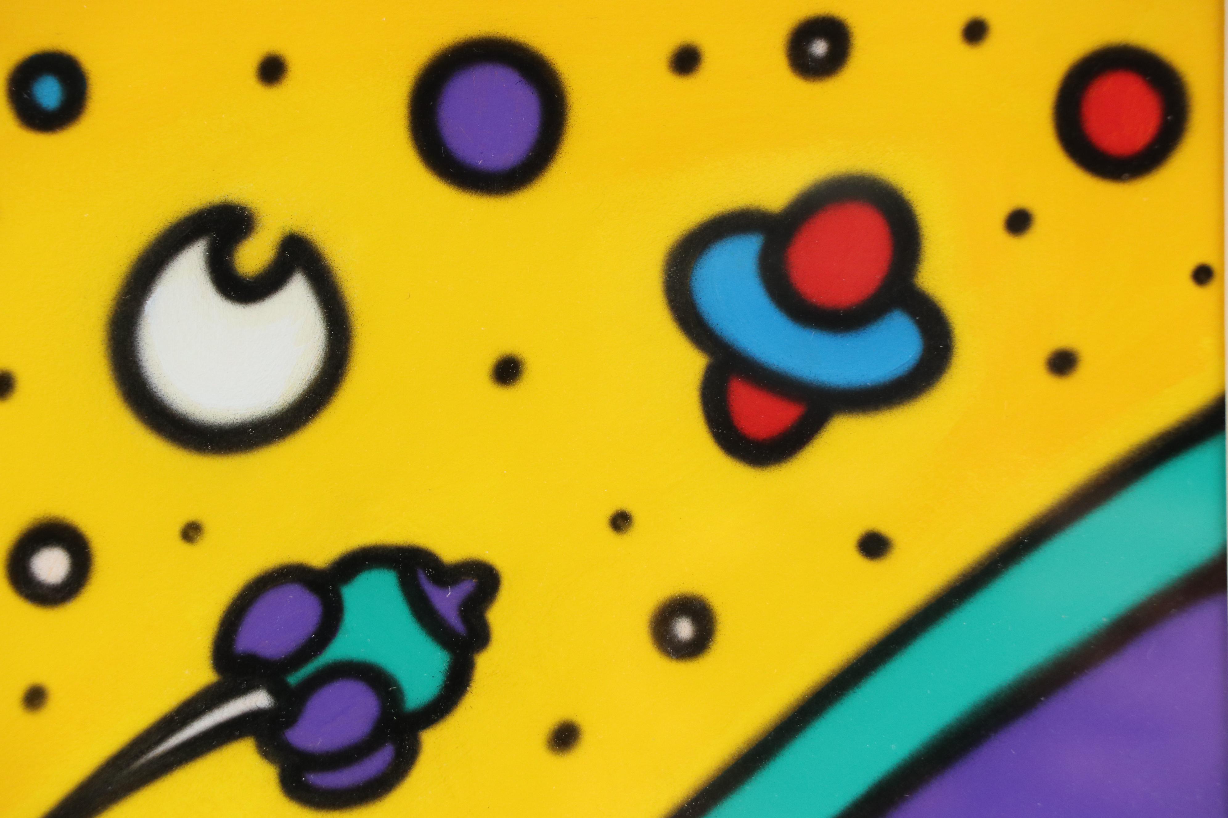 Pop Art Style Airbrush Painting with House in Sunset Landscape, 2007