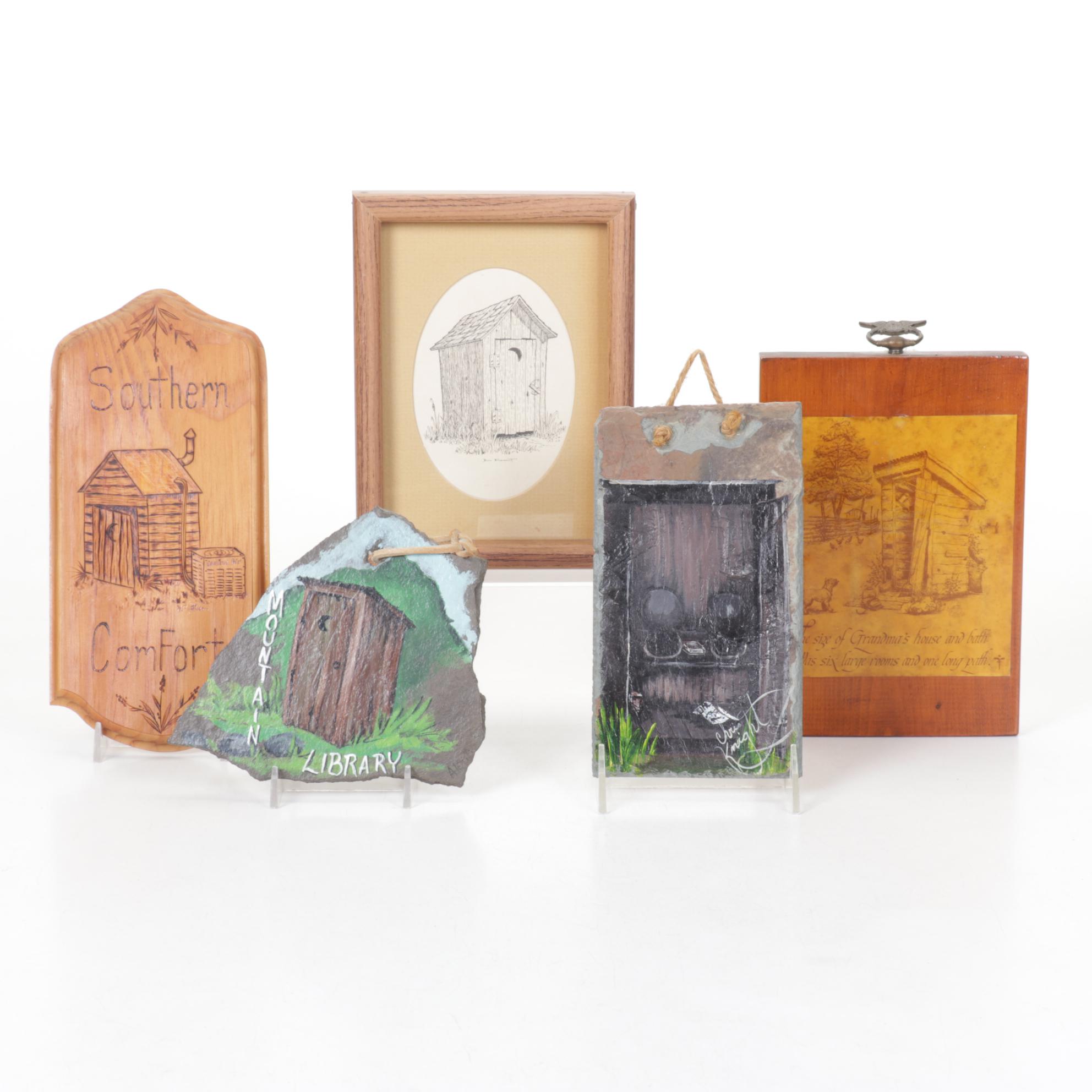 Hand-Crafted Stone Slab Outhouse Paints & Other Decor