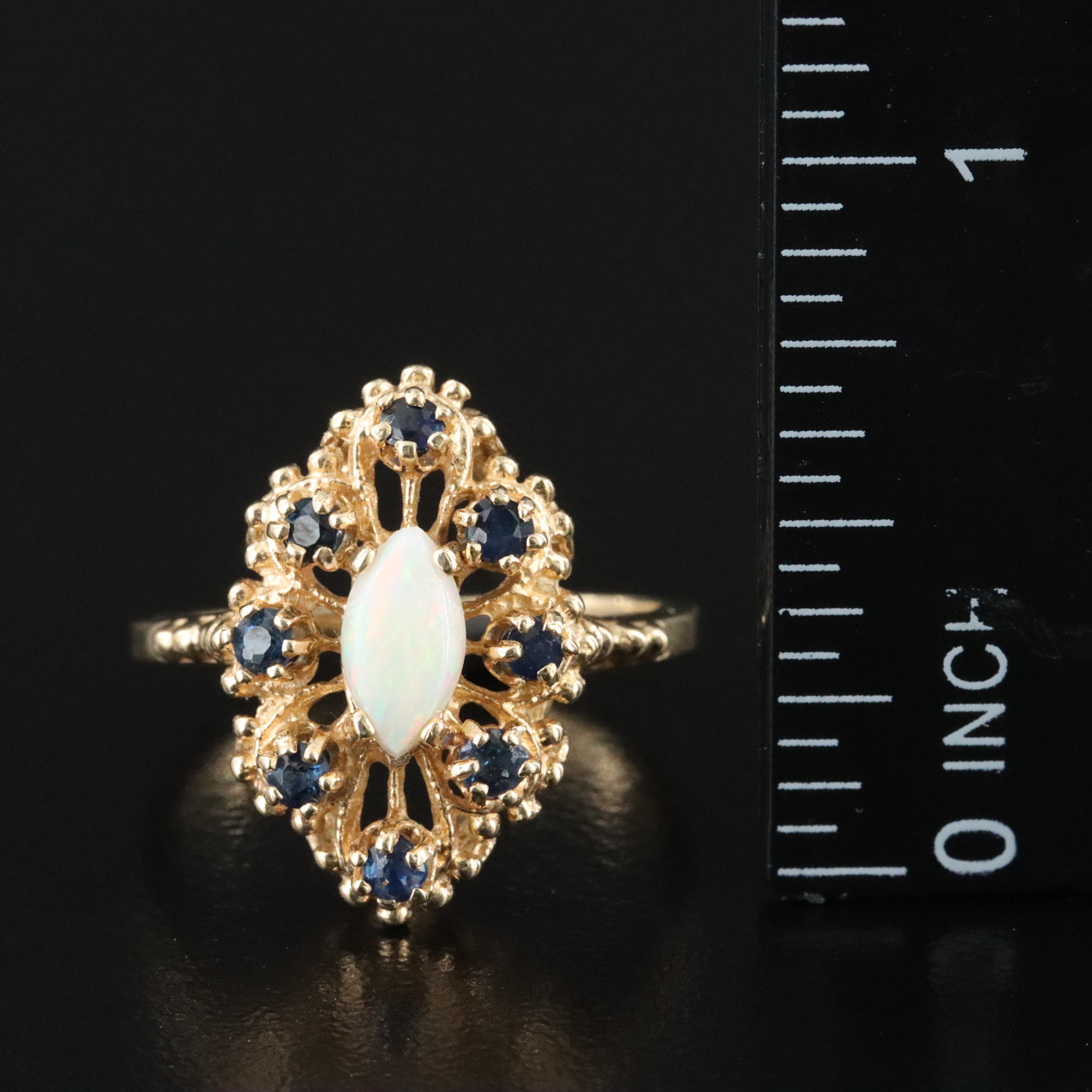 14K Opal and Sapphire Ring