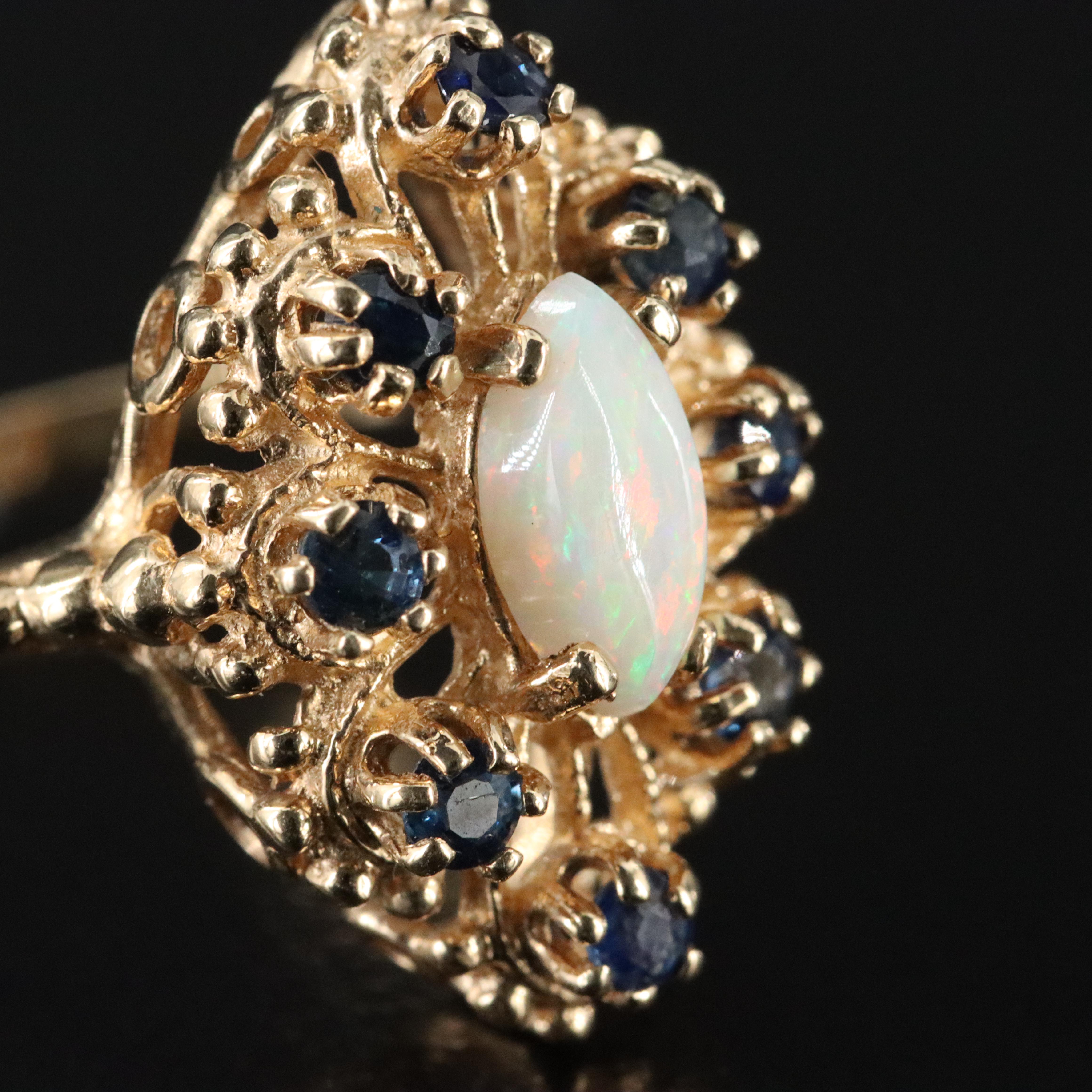 14K Opal and Sapphire Ring