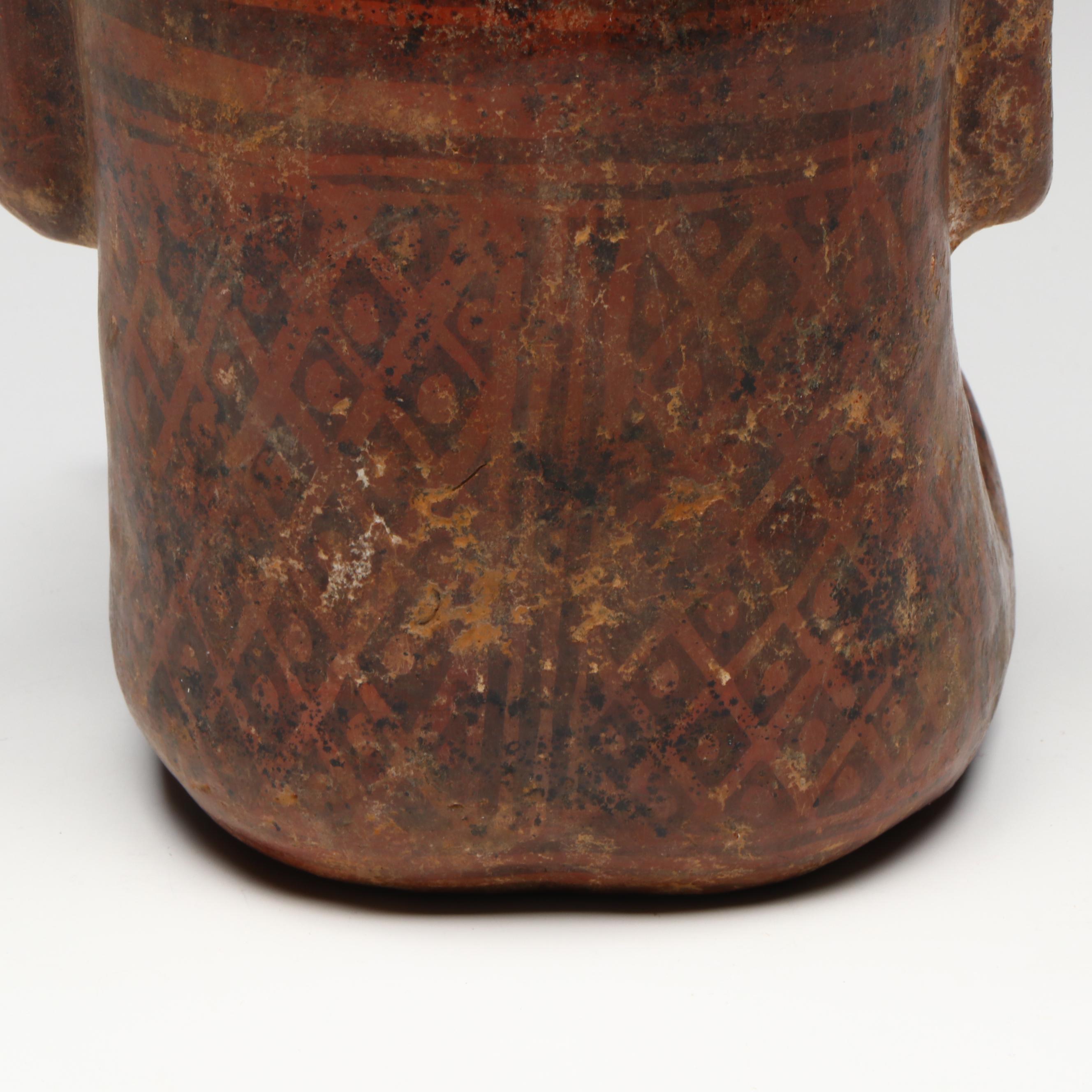 Pre-Columbian Polychrome Pottery Seated Figure