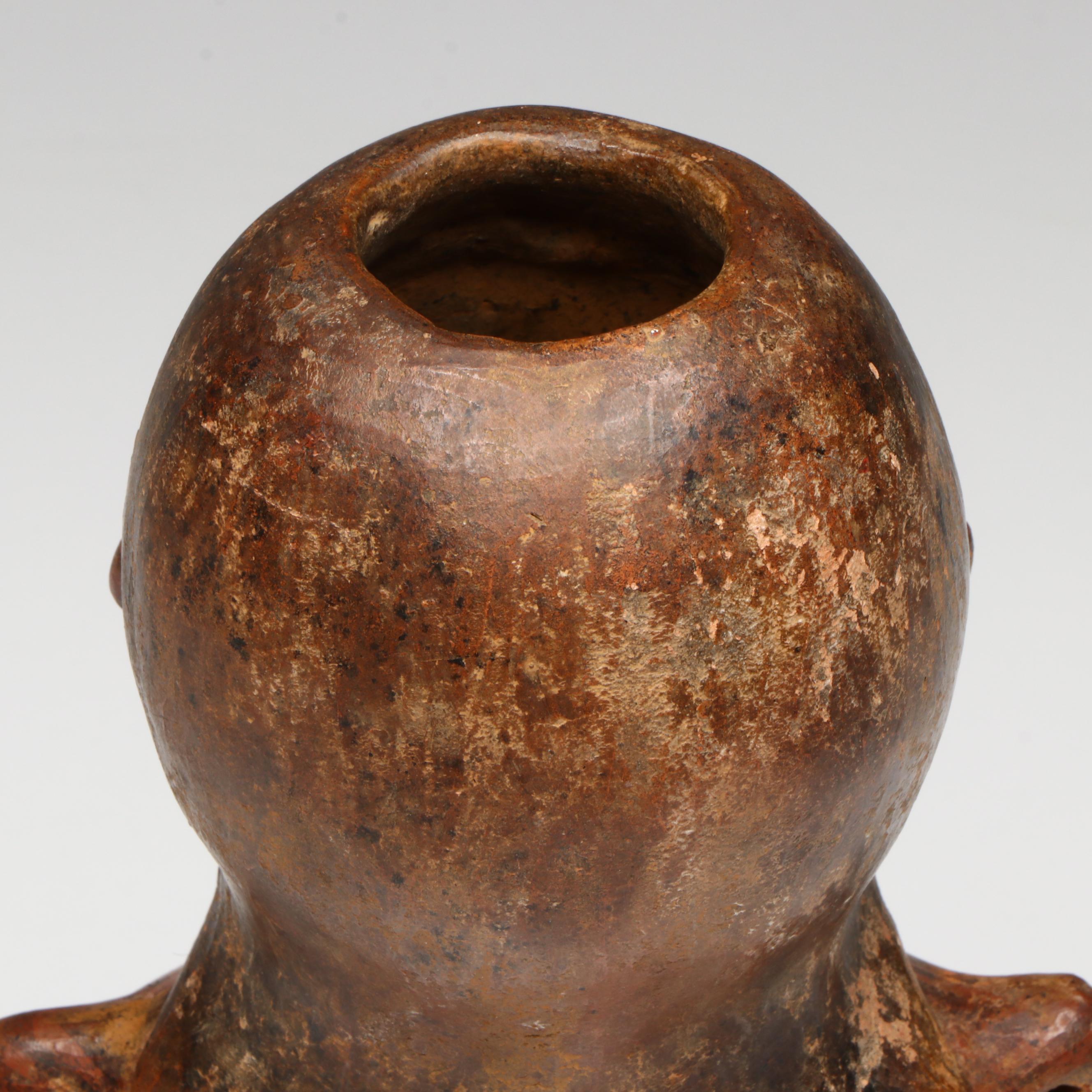 Pre-Columbian Polychrome Pottery Seated Figure