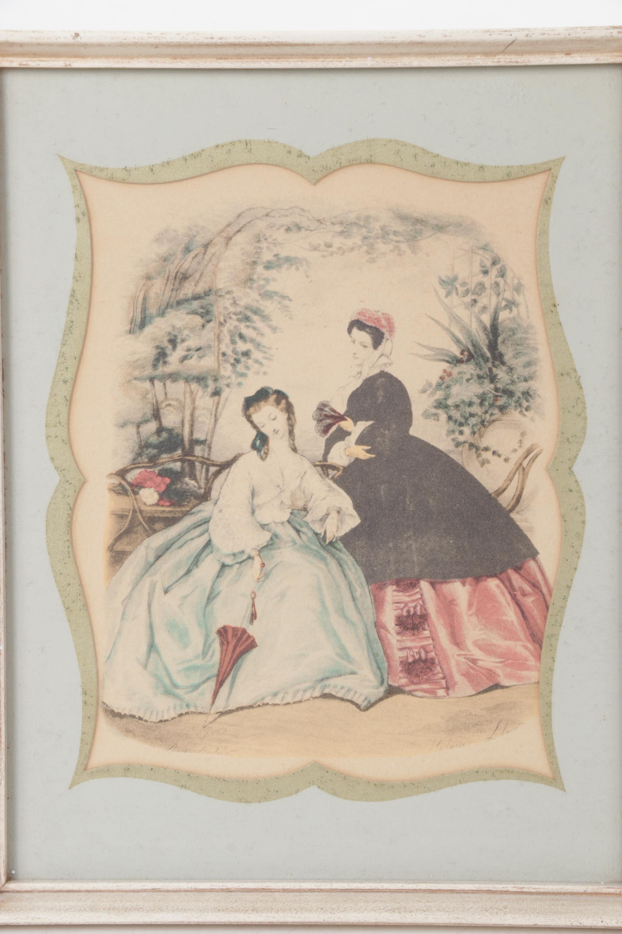 La Mode Illustrée Offset Lithograph French Portraits of Victorian Fashions