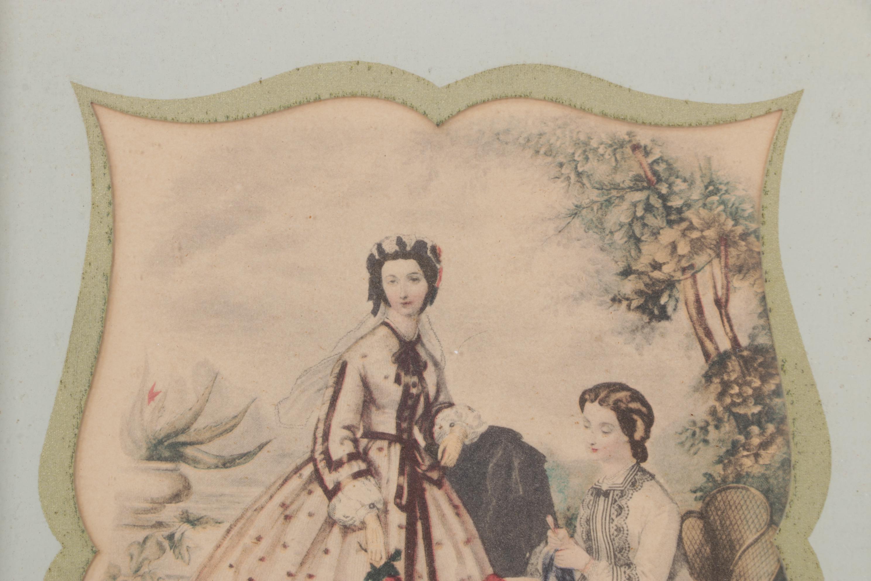 La Mode Illustrée Offset Lithograph French Portraits of Victorian Fashions