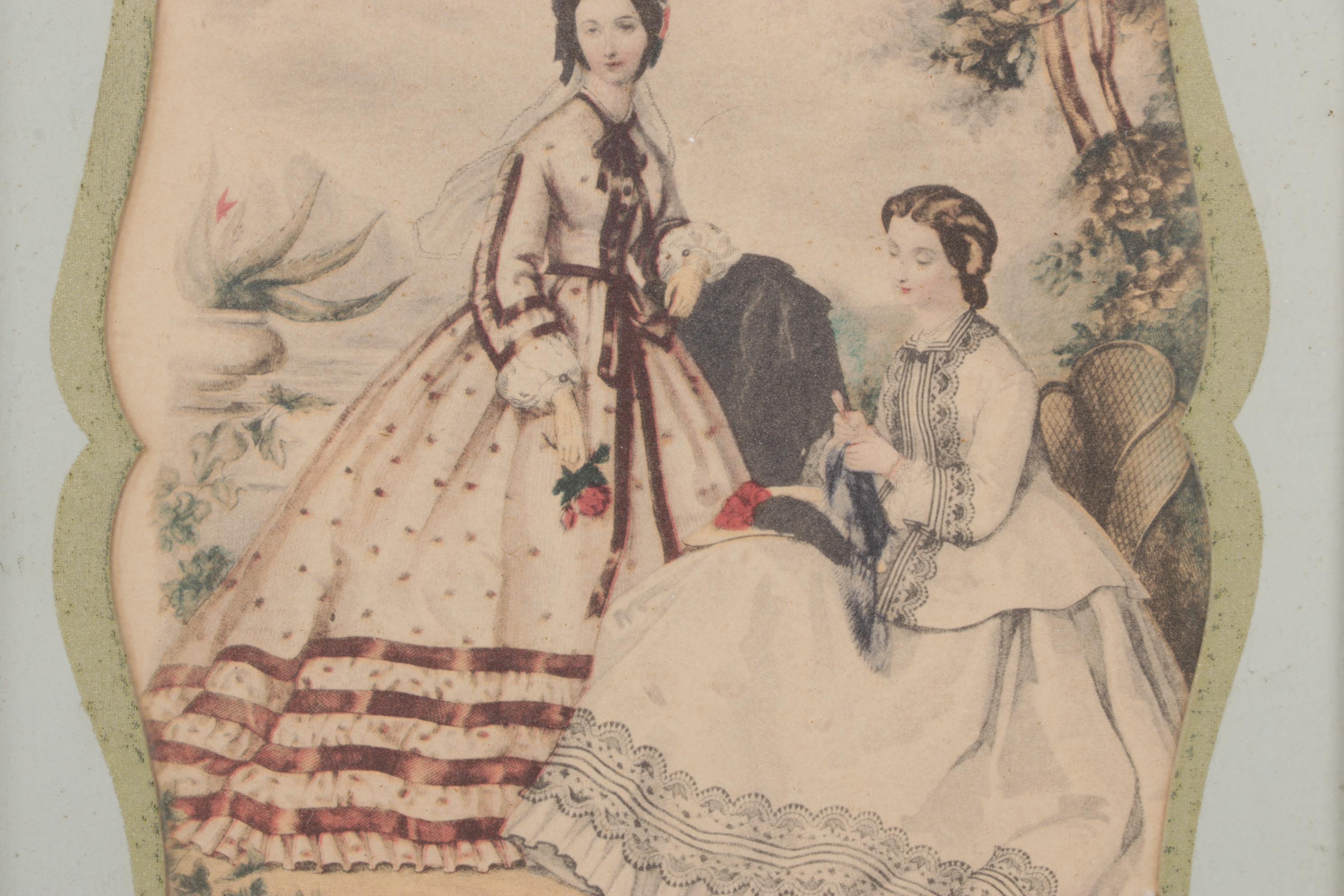 La Mode Illustrée Offset Lithograph French Portraits of Victorian Fashions