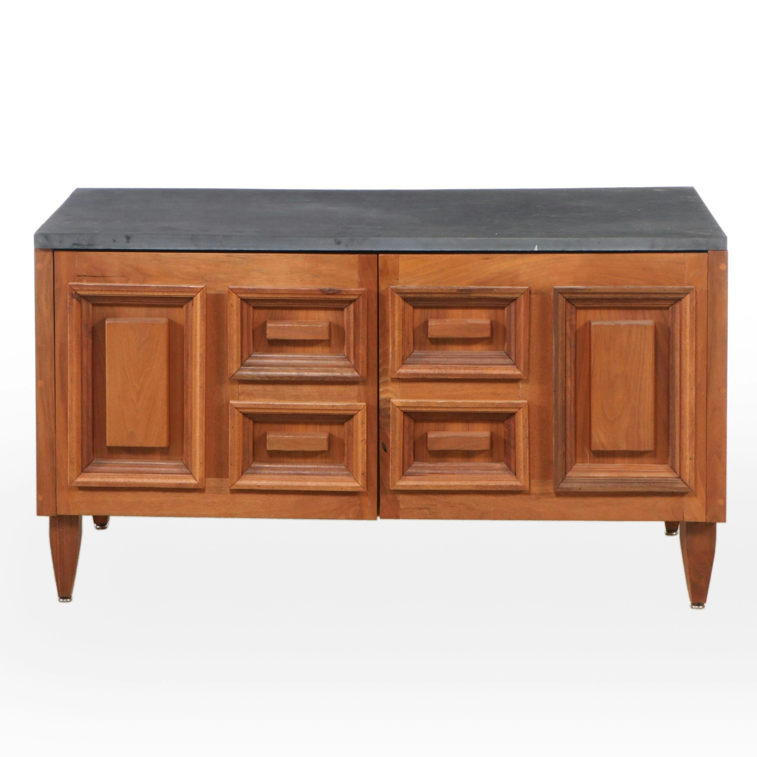 Mid Century Modern Douglas Fir Slate Top Record Cabinet and Storage Cabinet