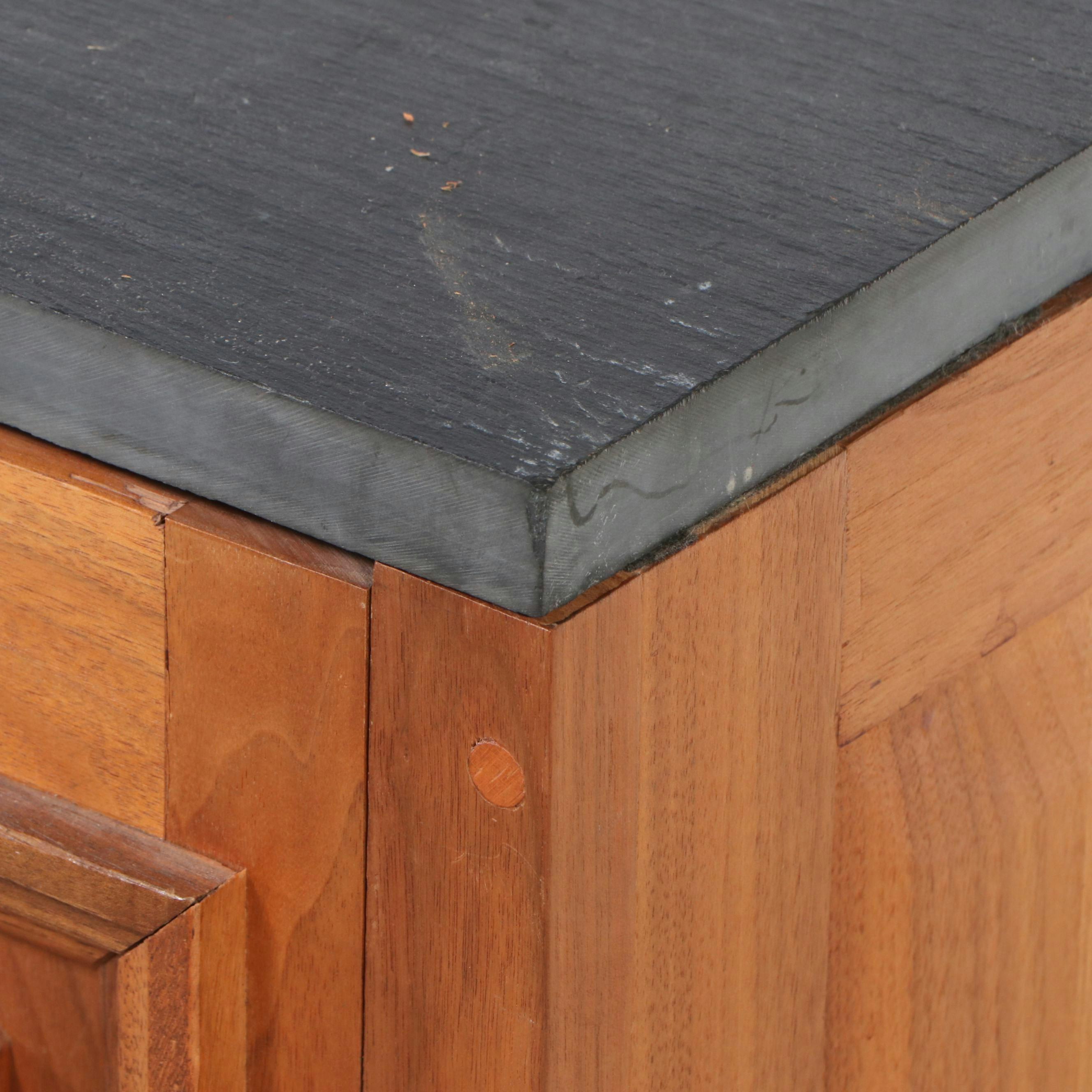 Mid Century Modern Douglas Fir Slate Top Record Cabinet and Storage Cabinet