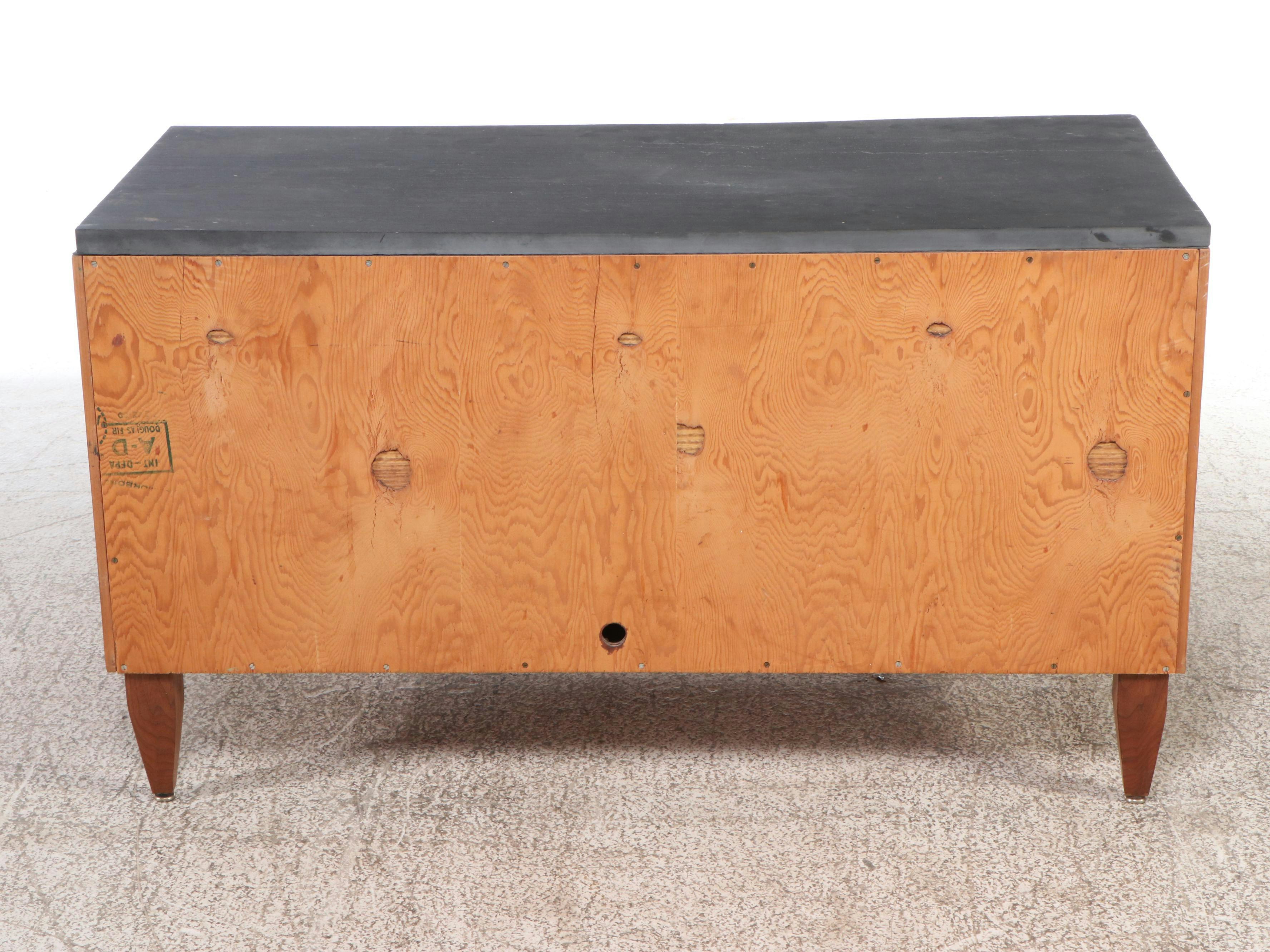 Mid Century Modern Douglas Fir Slate Top Record Cabinet and Storage Cabinet