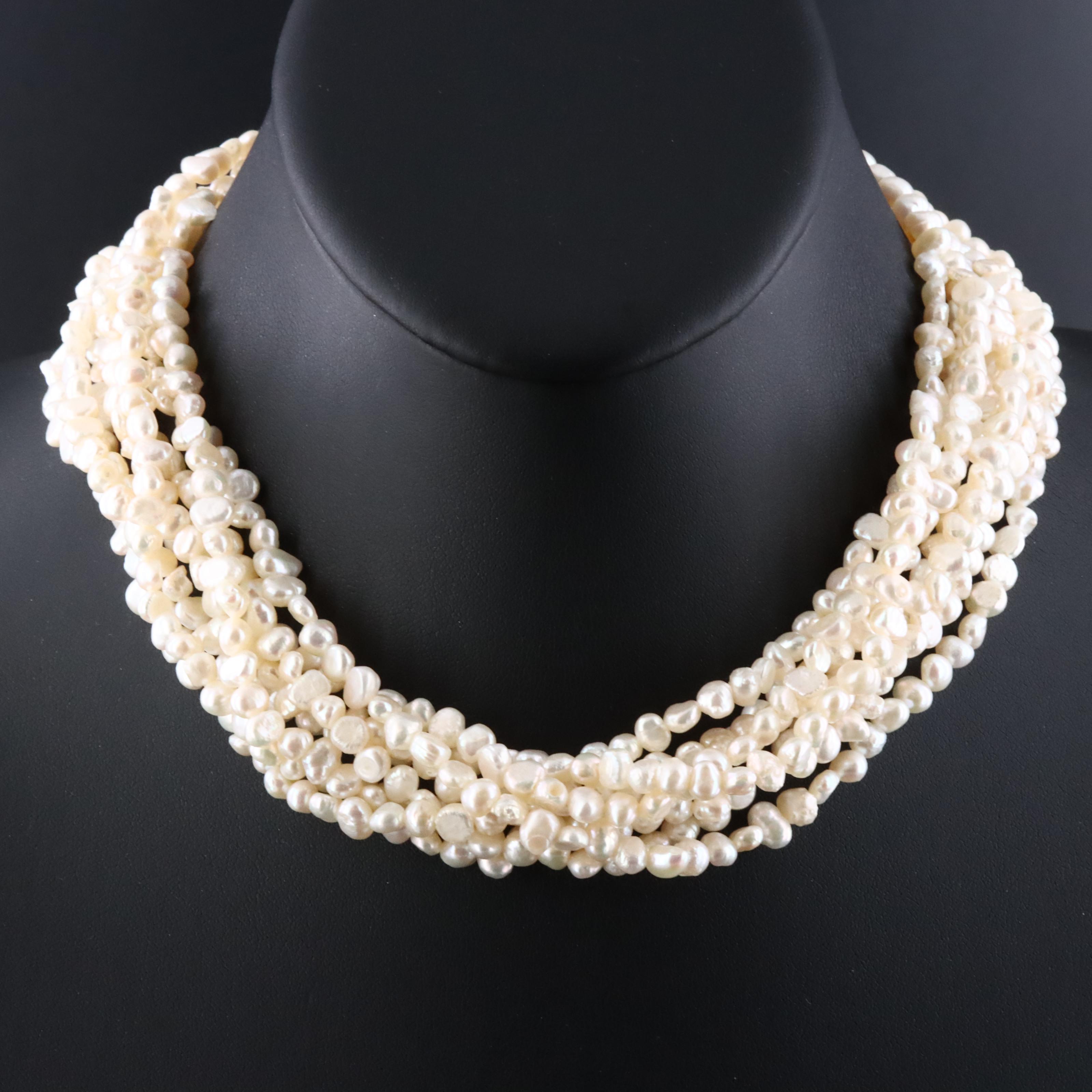 Pearl Torsade Necklace with Sterling Clasp