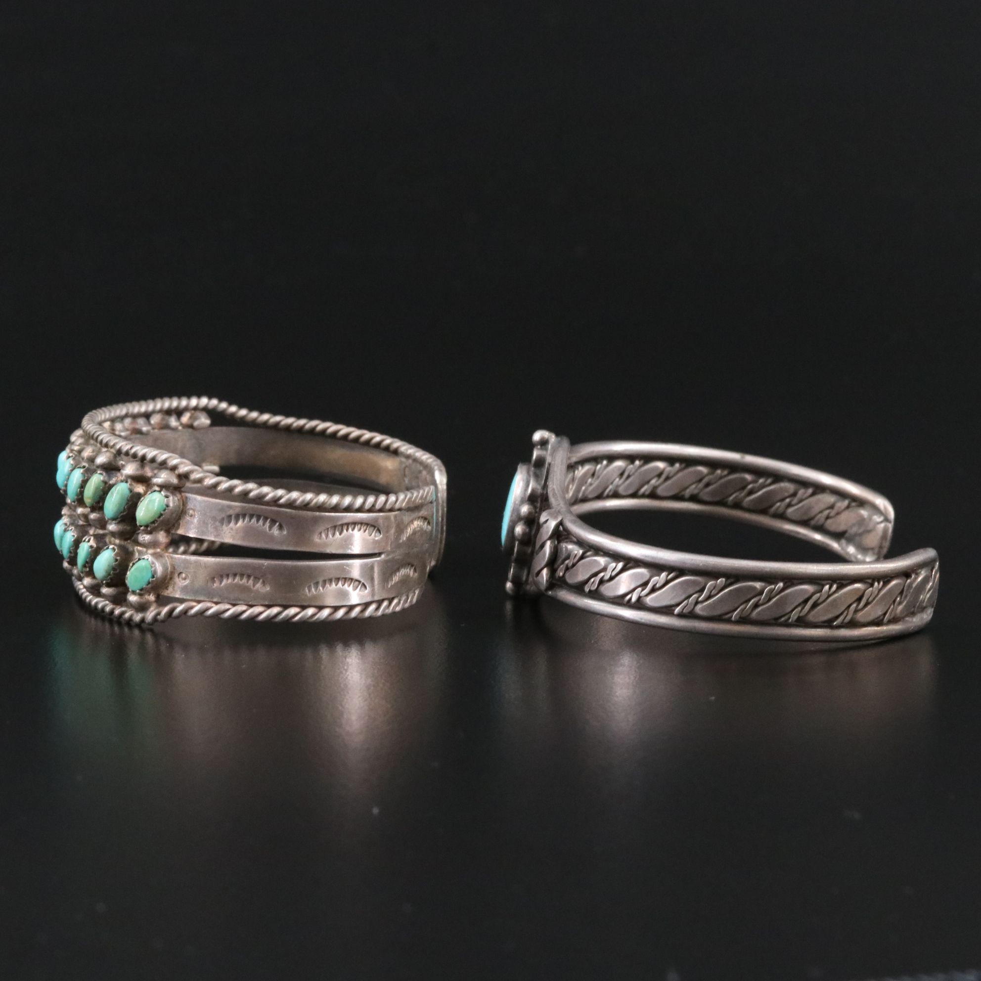 Southwestern Sterling Turquoise Cuff Bracelets