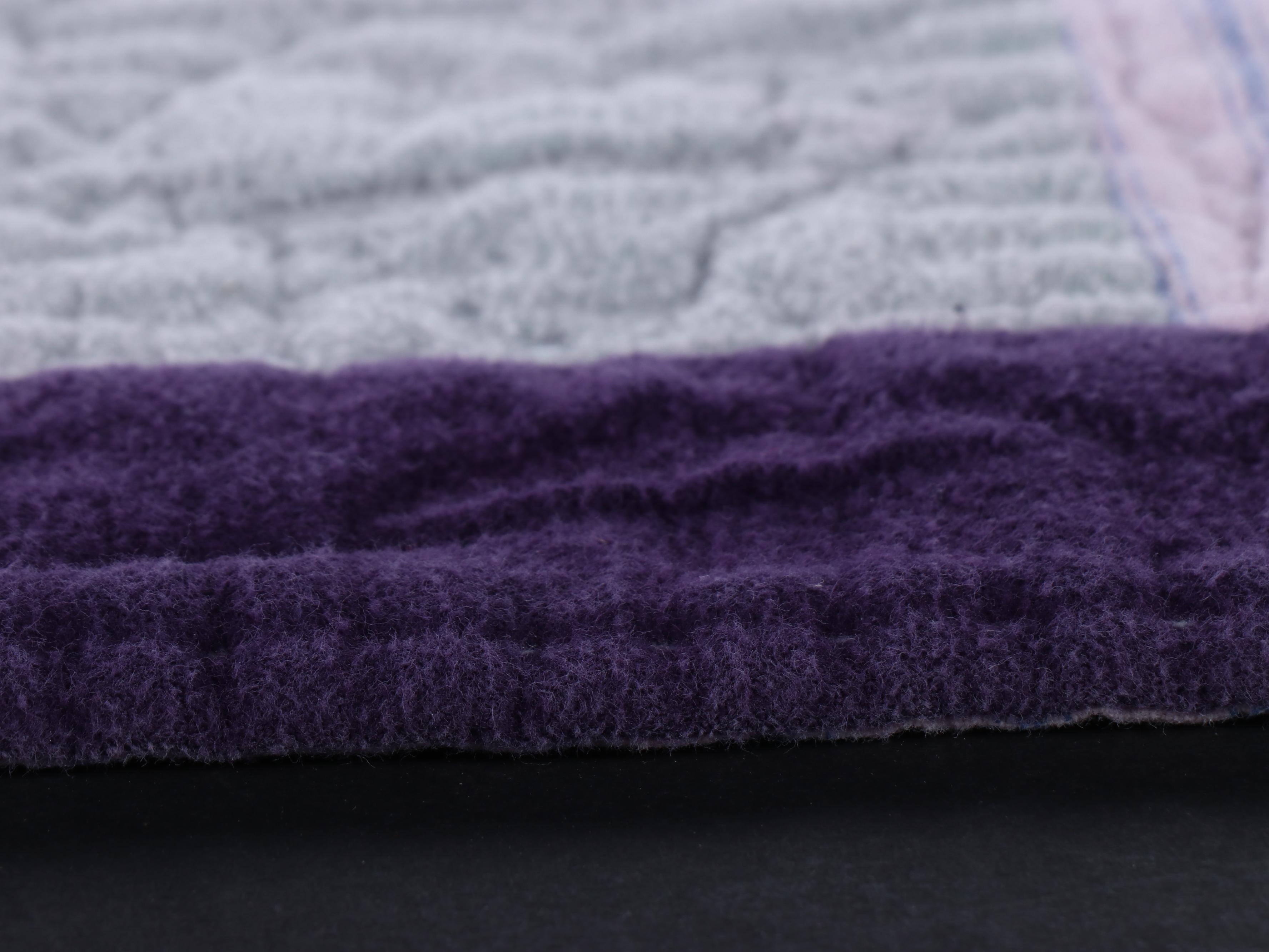 Handmade "Tulip" Pieced Flannel and Cotton Quilt, 20th Century