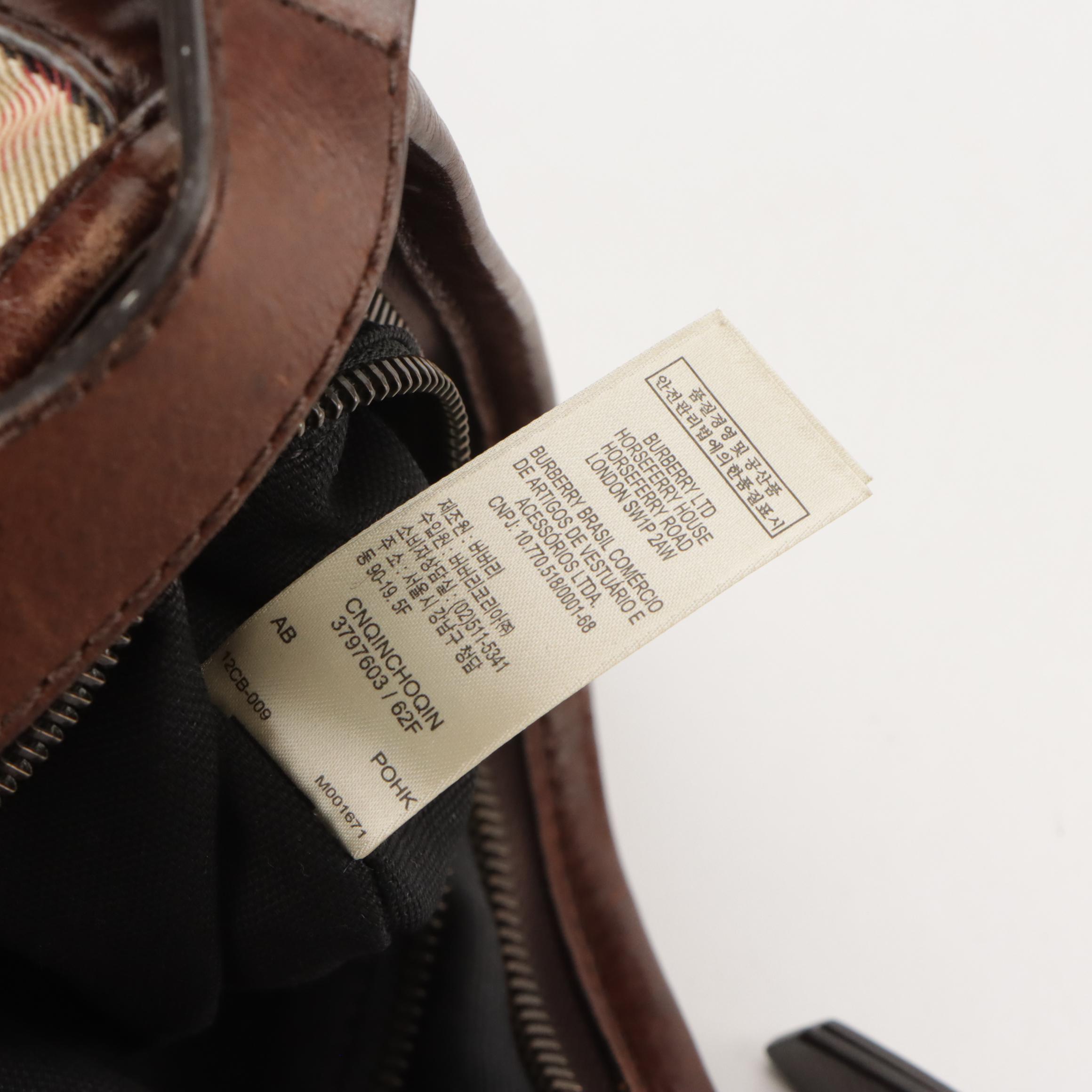 Burberry Crossbody Bag in Housecheck Canvas and Brown Leather Trim