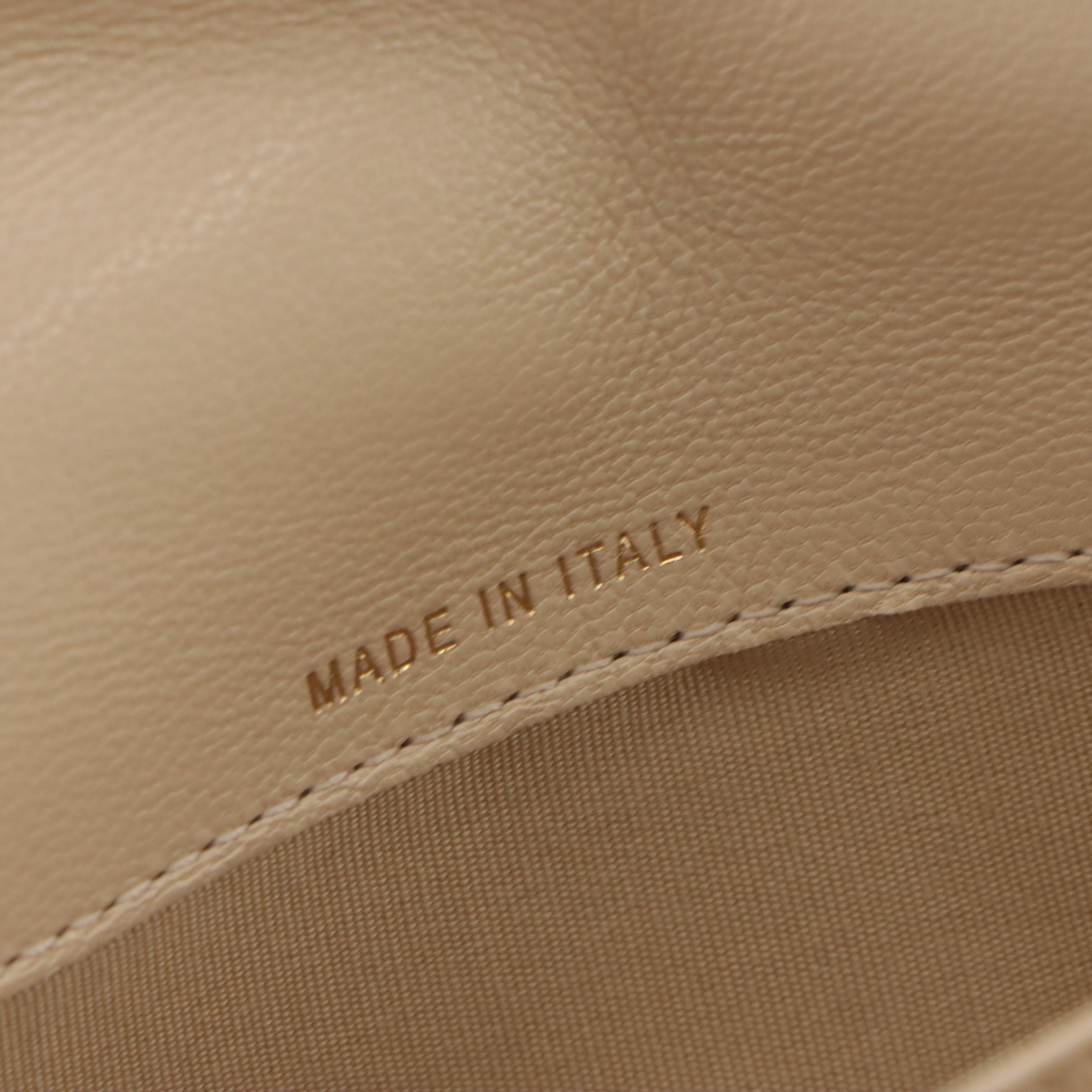 Chanel 19 Long Front Flap Wallet in Diamond Stitched Beige Lambskin Leather