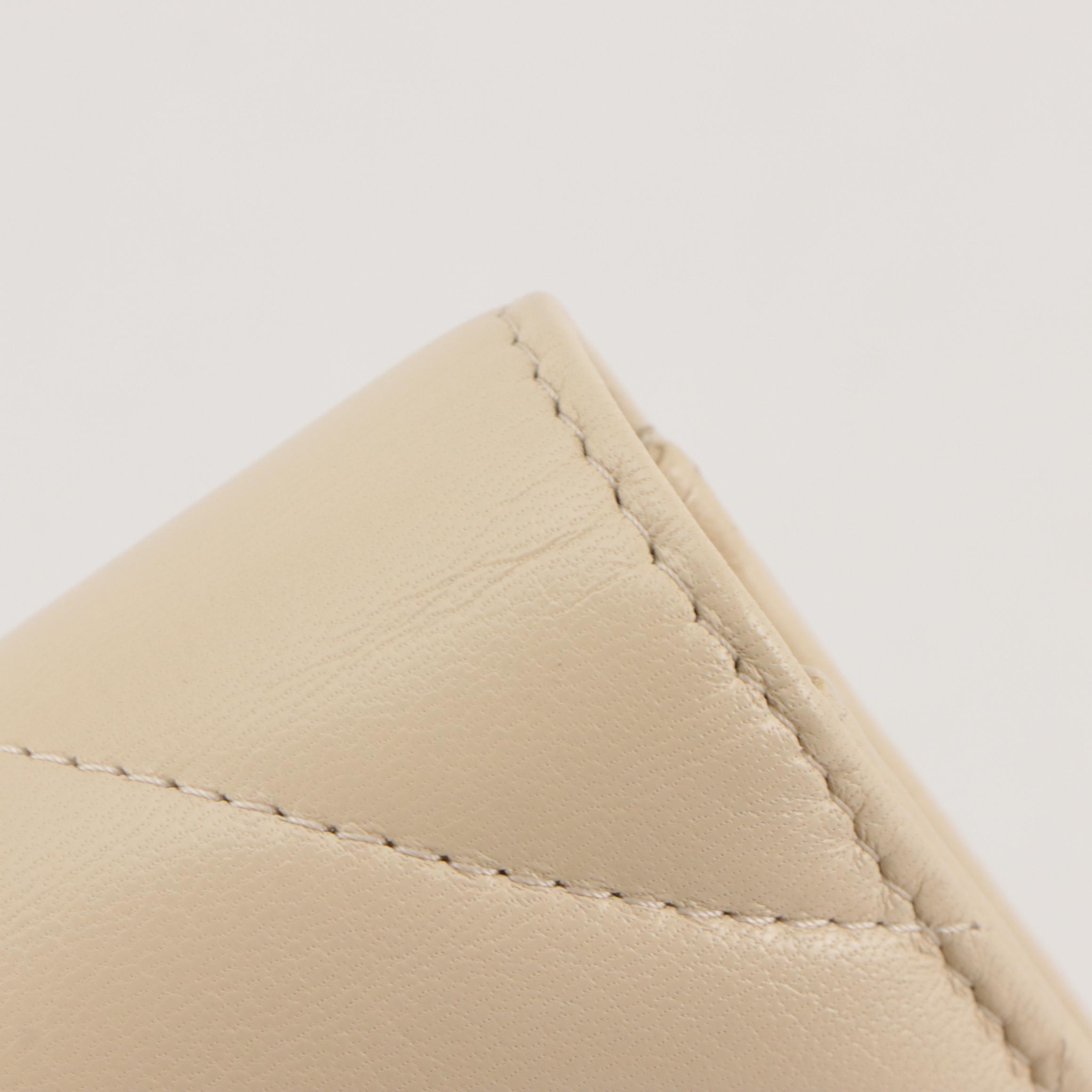 Chanel 19 Long Front Flap Wallet in Diamond Stitched Beige Lambskin Leather