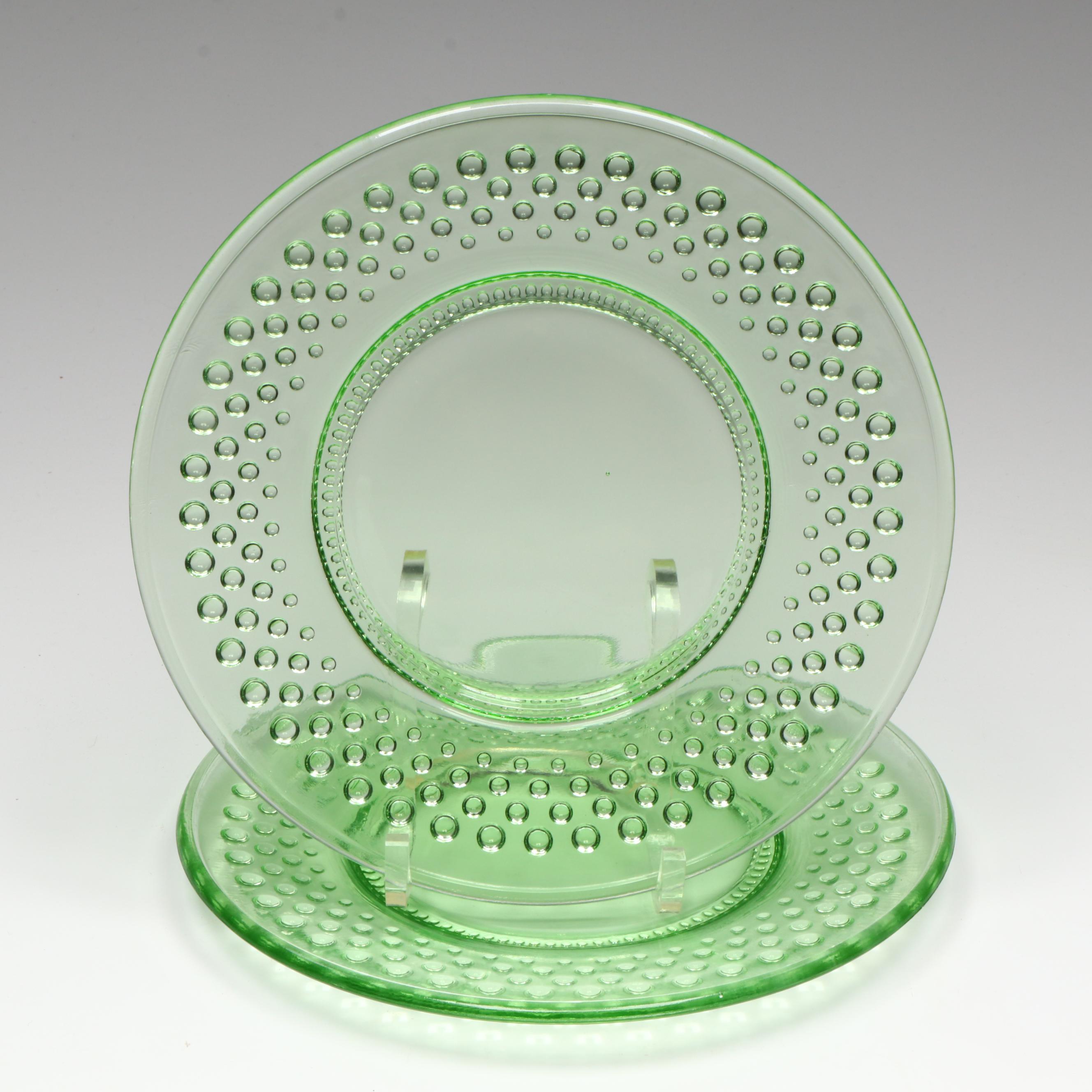 Fenton Jadeite Hen Deviled Egg Plate with Depression Glass Plates and More