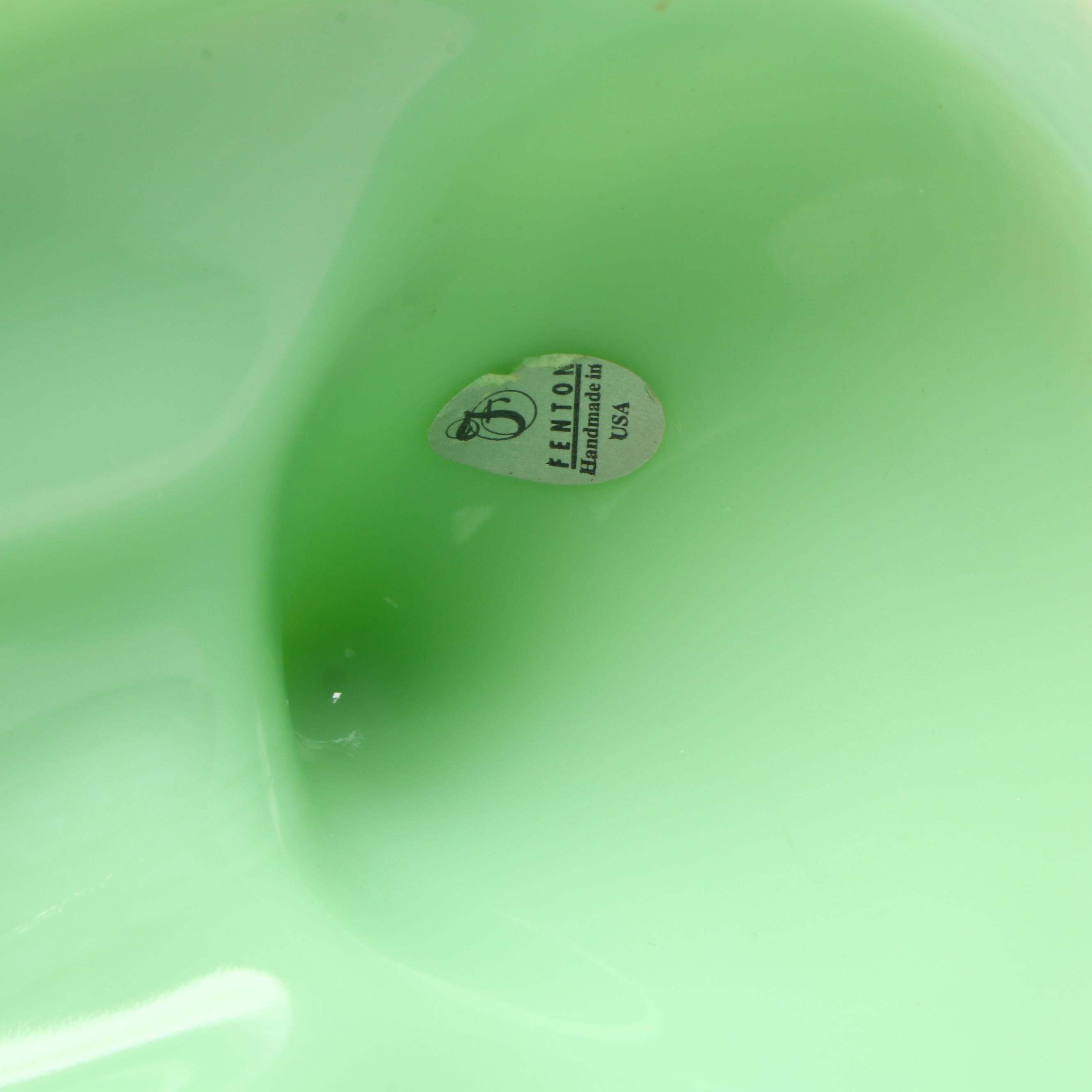 Fenton Jadeite Hen Deviled Egg Plate with Depression Glass Plates and More