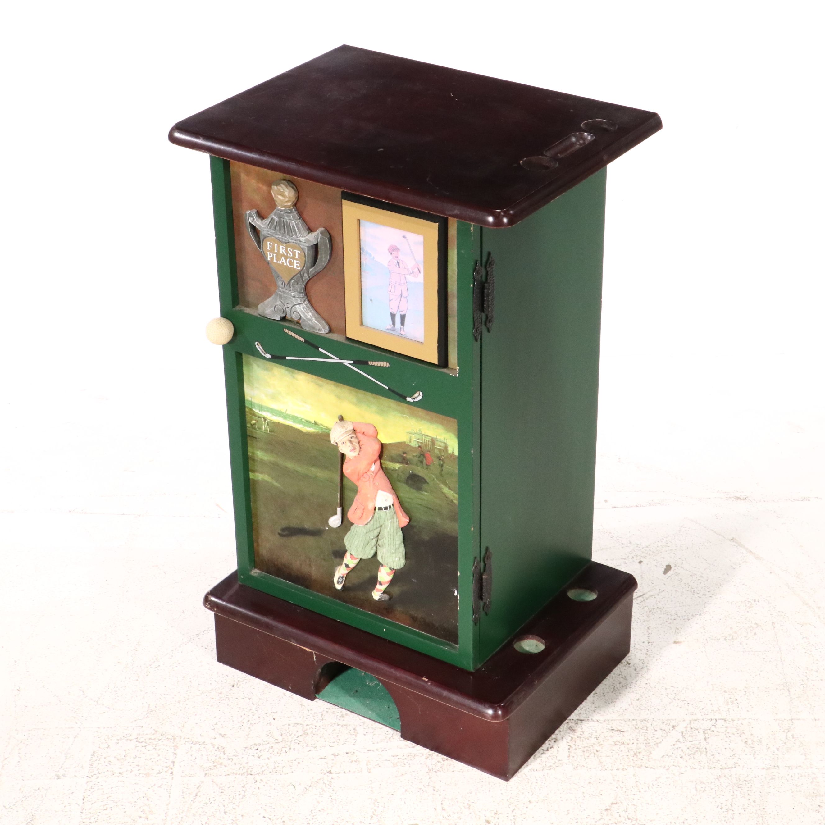 Powell Painted Golf-Themed Cabinet