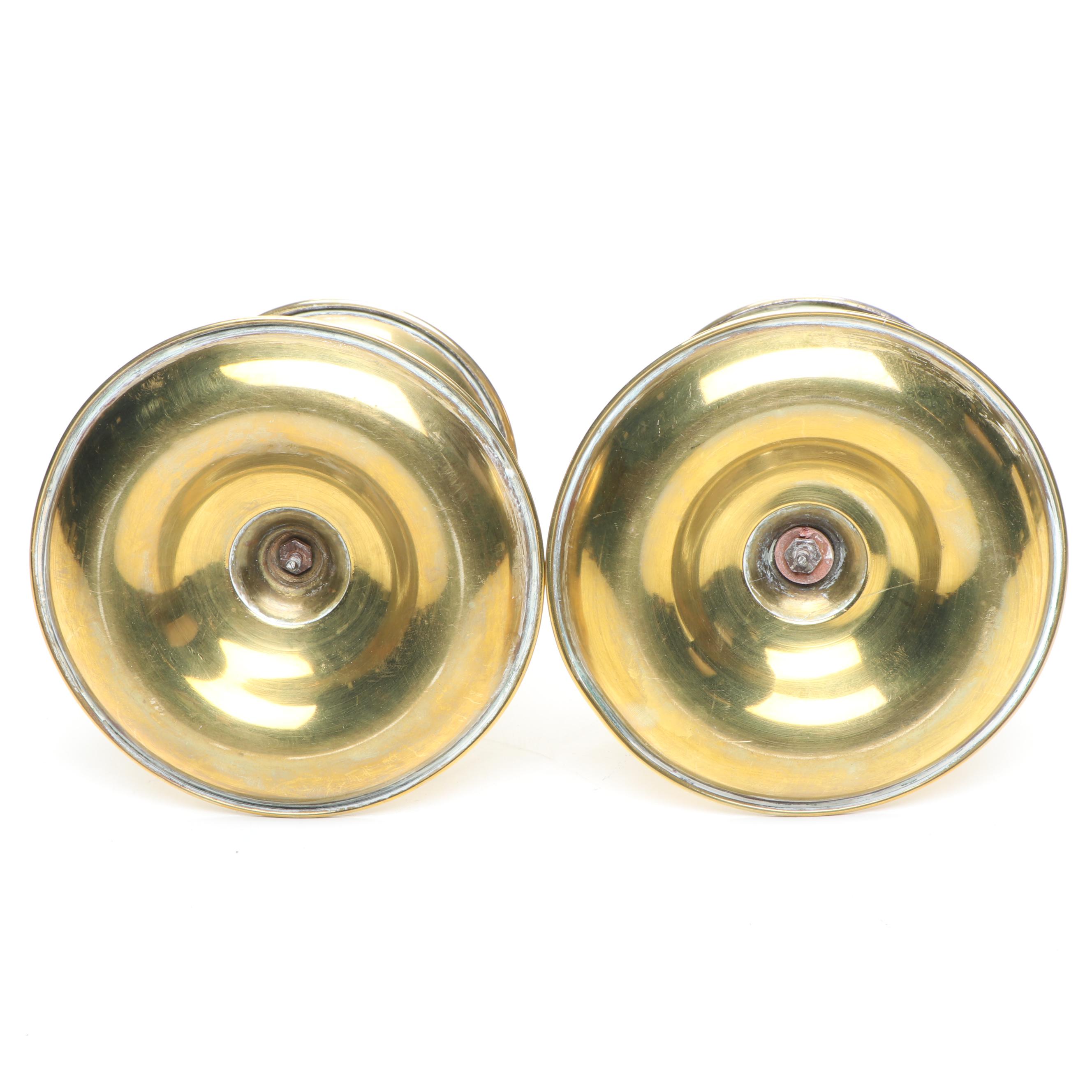 German Tiered Brass Candle Holders with Swedish Brass Footed Bowl