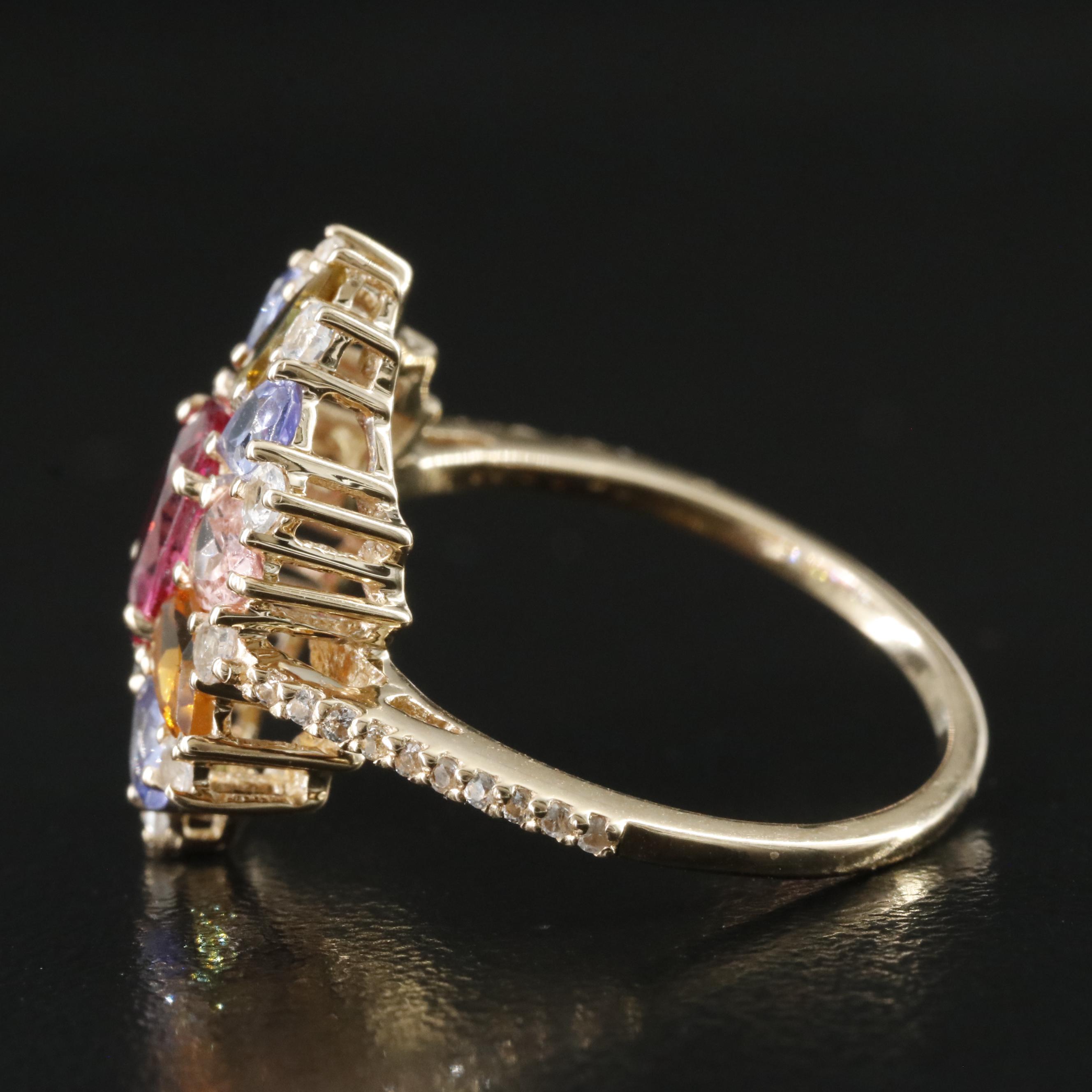 14K Tourmaline, Tanzanite and White Sapphire Ring
