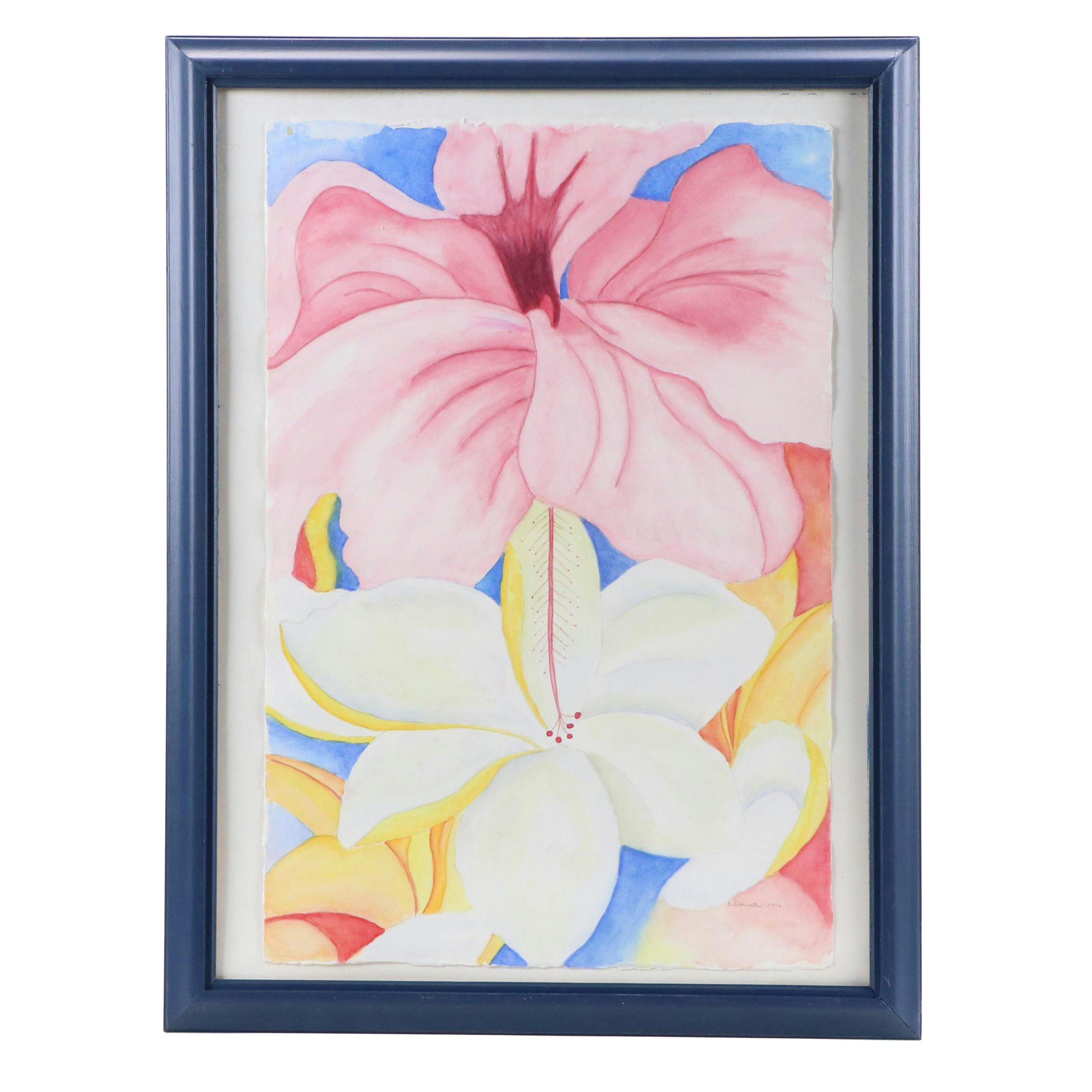 Bernice Giannetti Watercolor Painting of Flowers, 2016